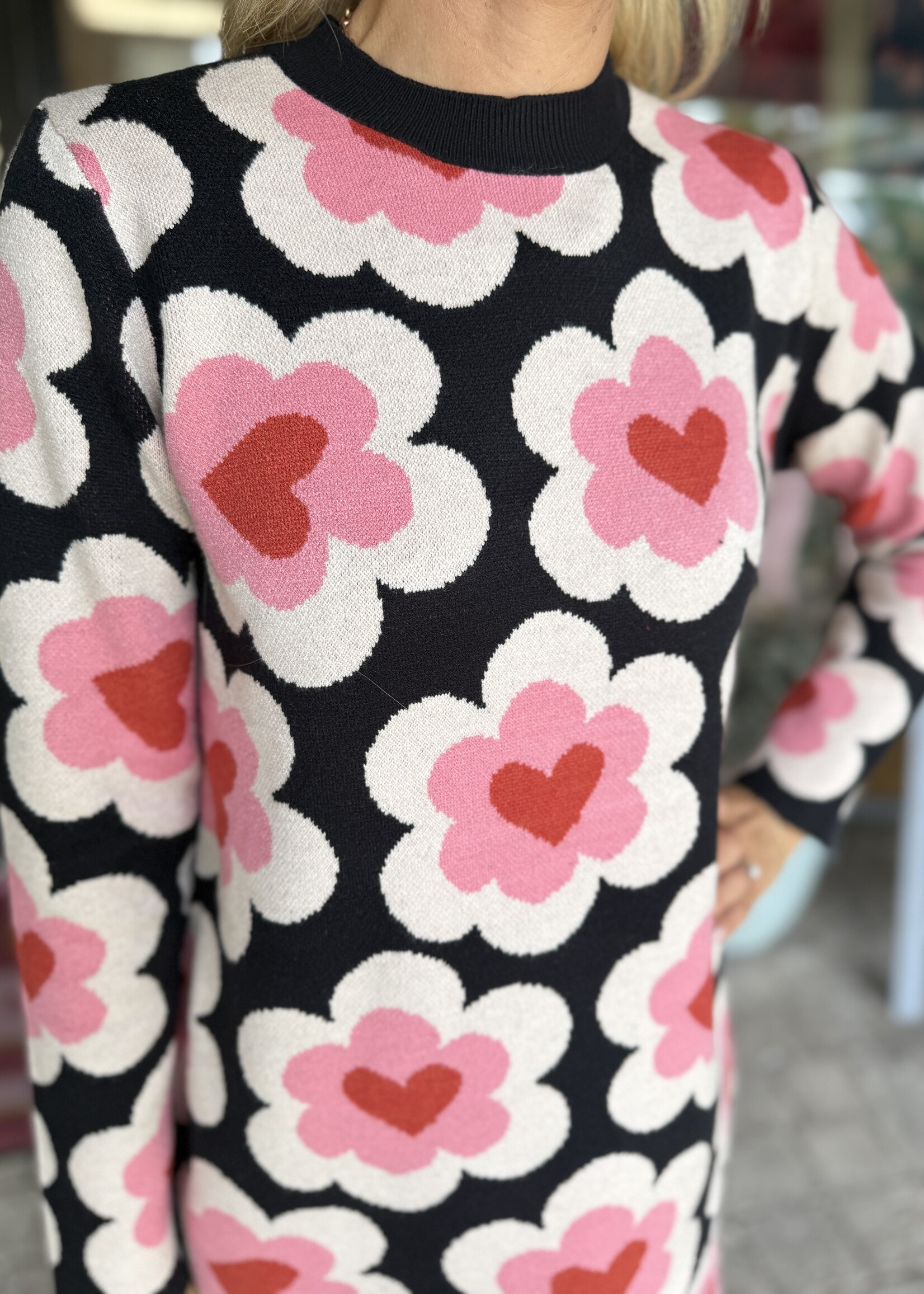 Compania Fantastica COMPAÑIA Heart Flower Sweater Dress