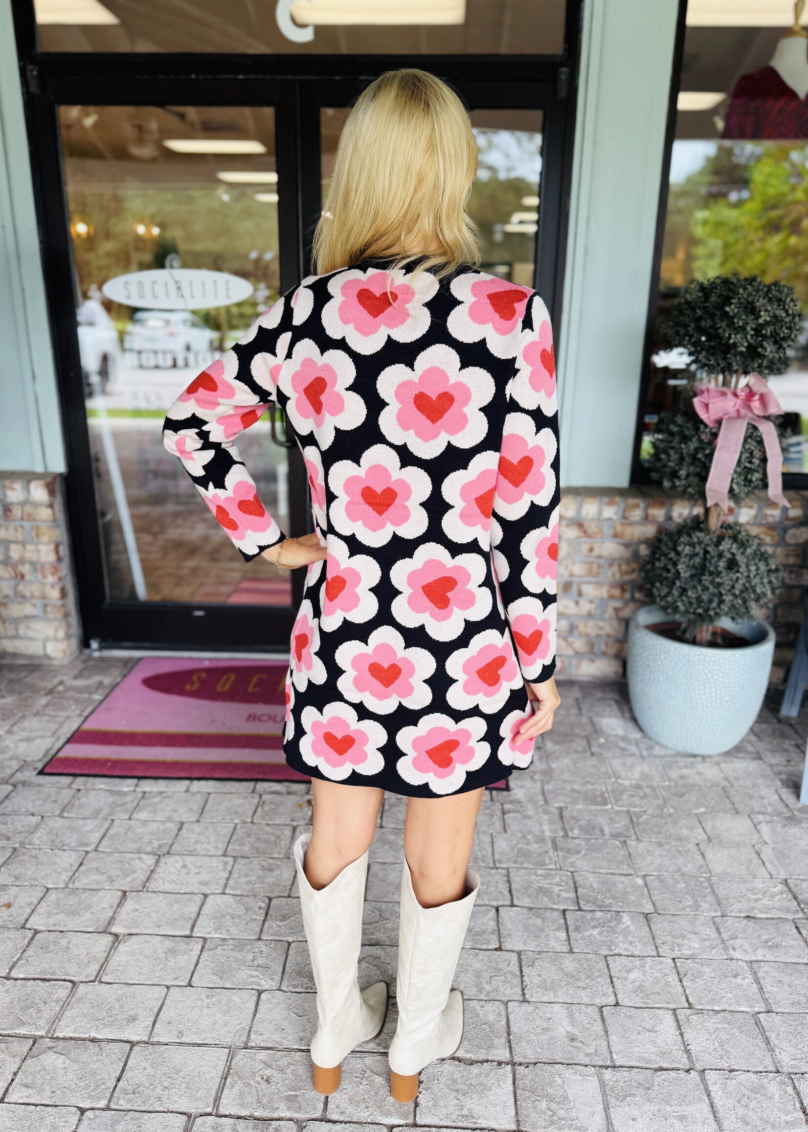 Compania Fantastica COMPAÑIA Heart Flower Sweater Dress