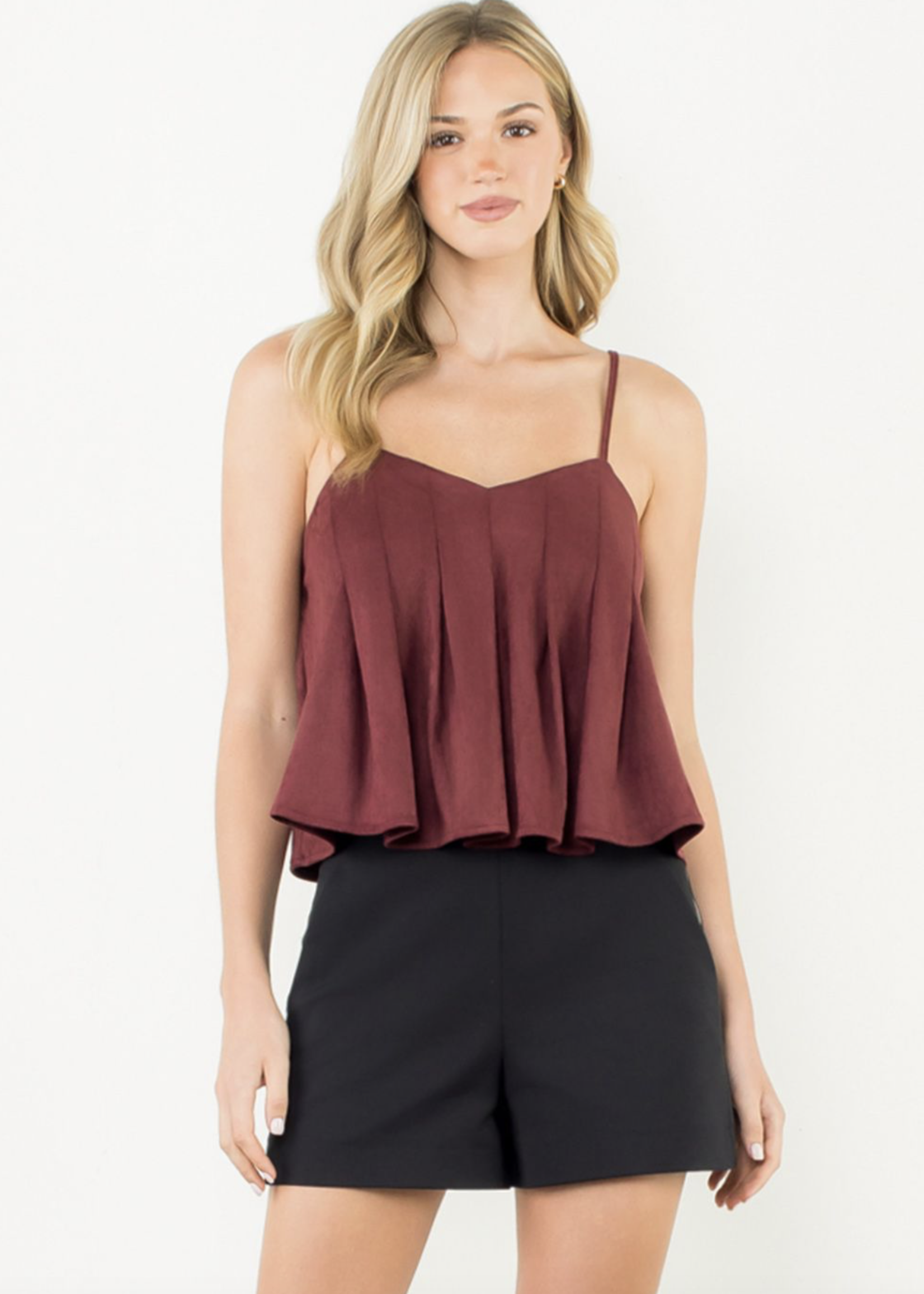 THML THML Suede Pleated Top