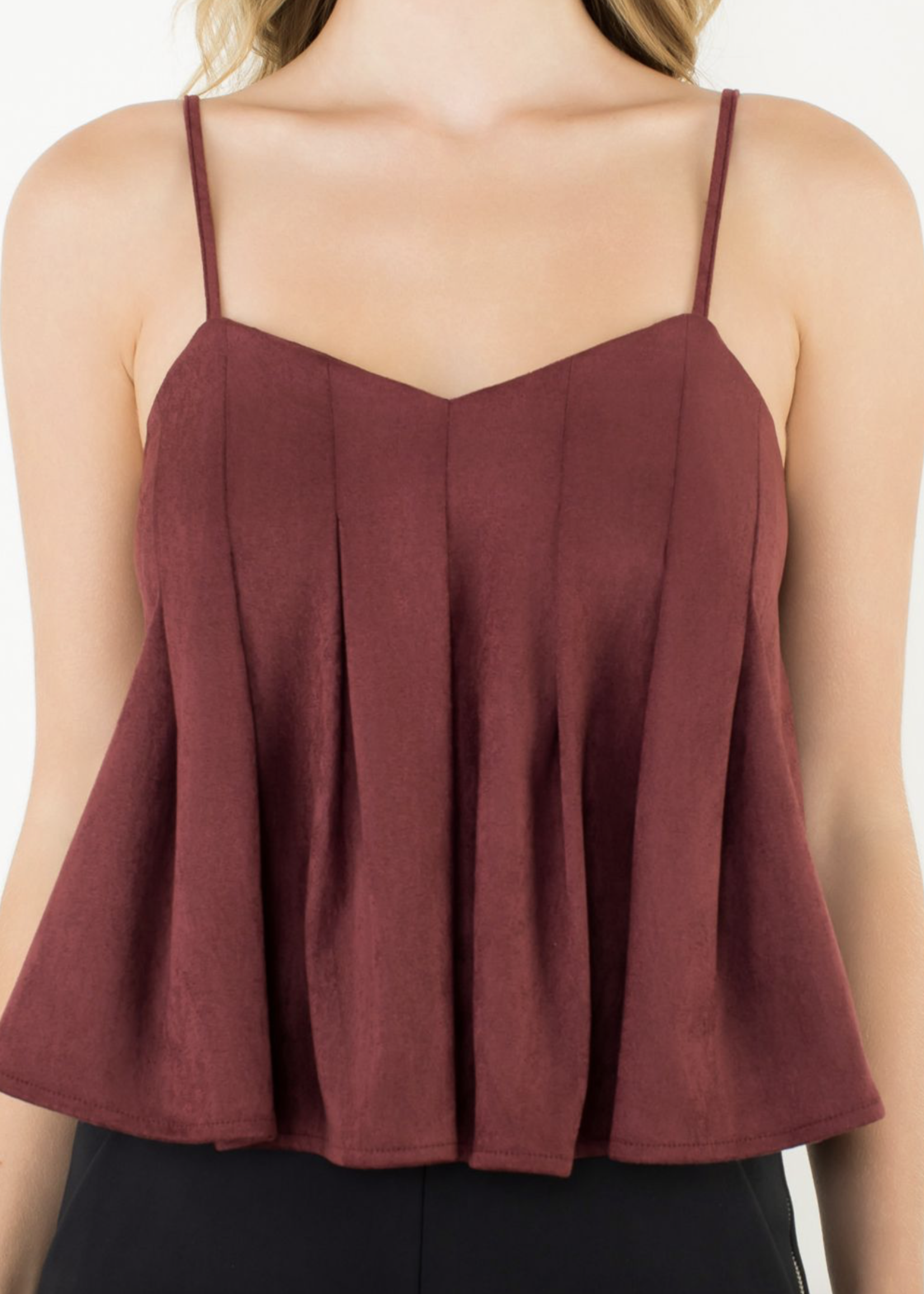 THML THML Suede Pleated Top