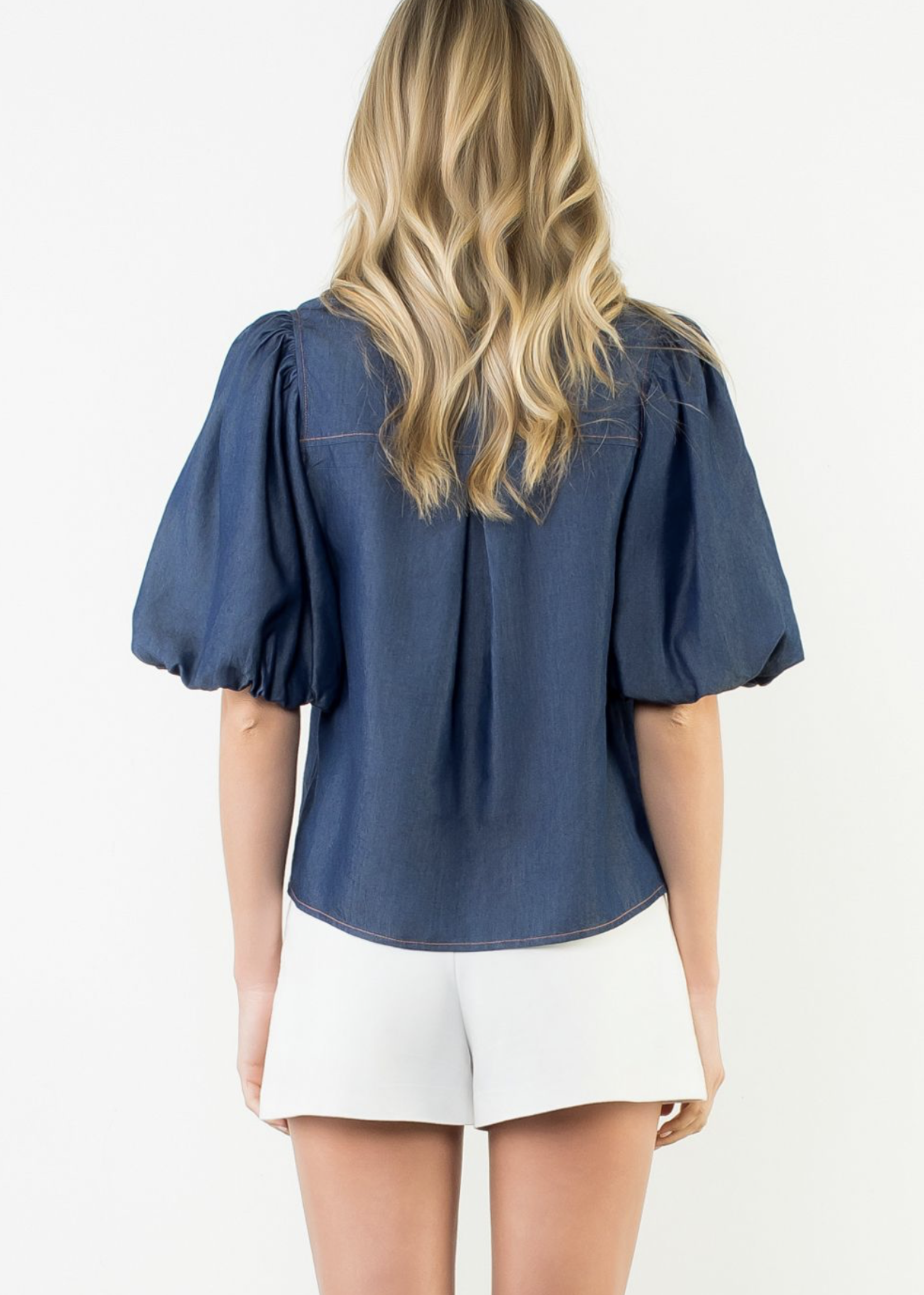 THML THML Stitch Trim Denim Top