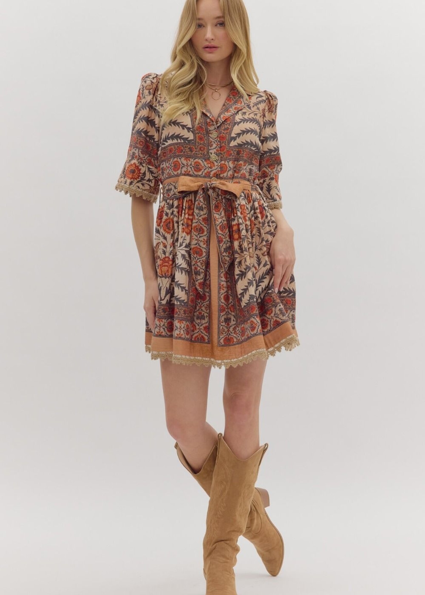 ETO ETO Contrast Trim Floral Mini