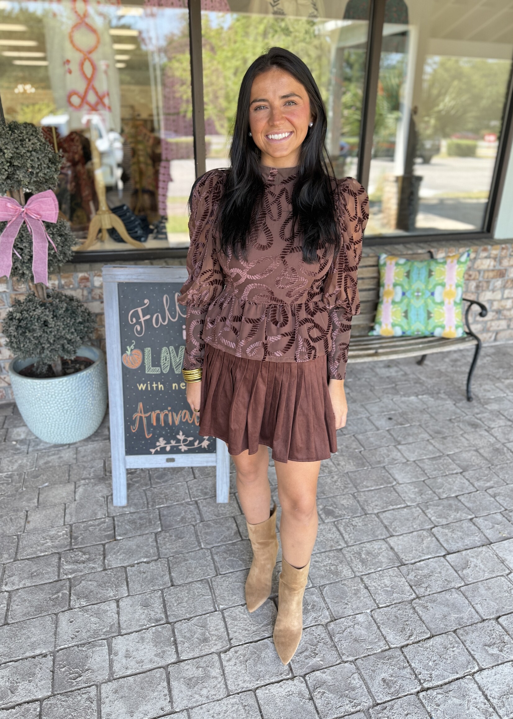 Emily McCarthy Emily McCarthy Pleated Suede Skort