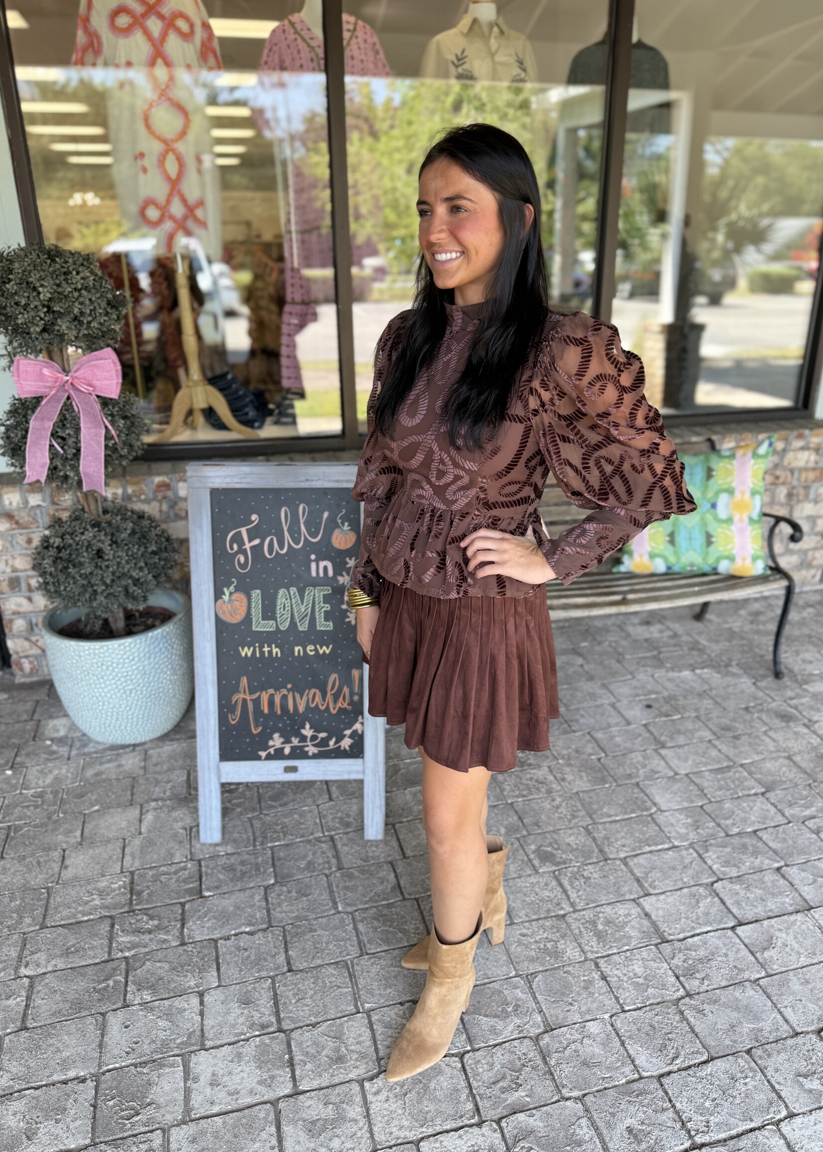 Emily McCarthy Emily McCarthy Pleated Suede Skort