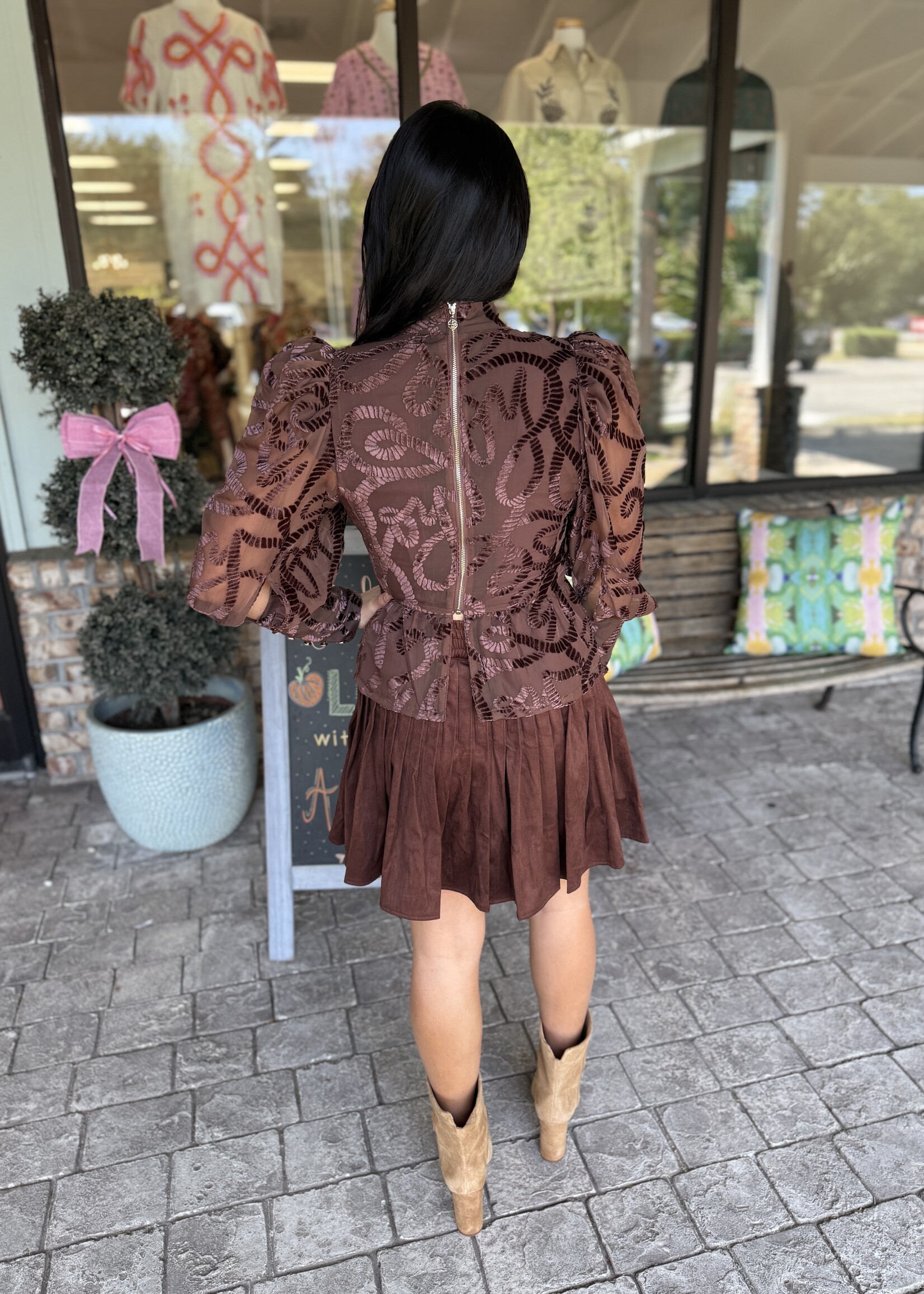 Emily McCarthy Emily McCarthy Pleated Suede Skort