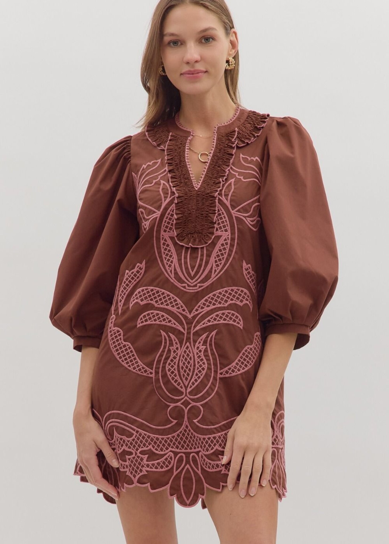 ETO ETO Lucy Ruffle Neck Dress