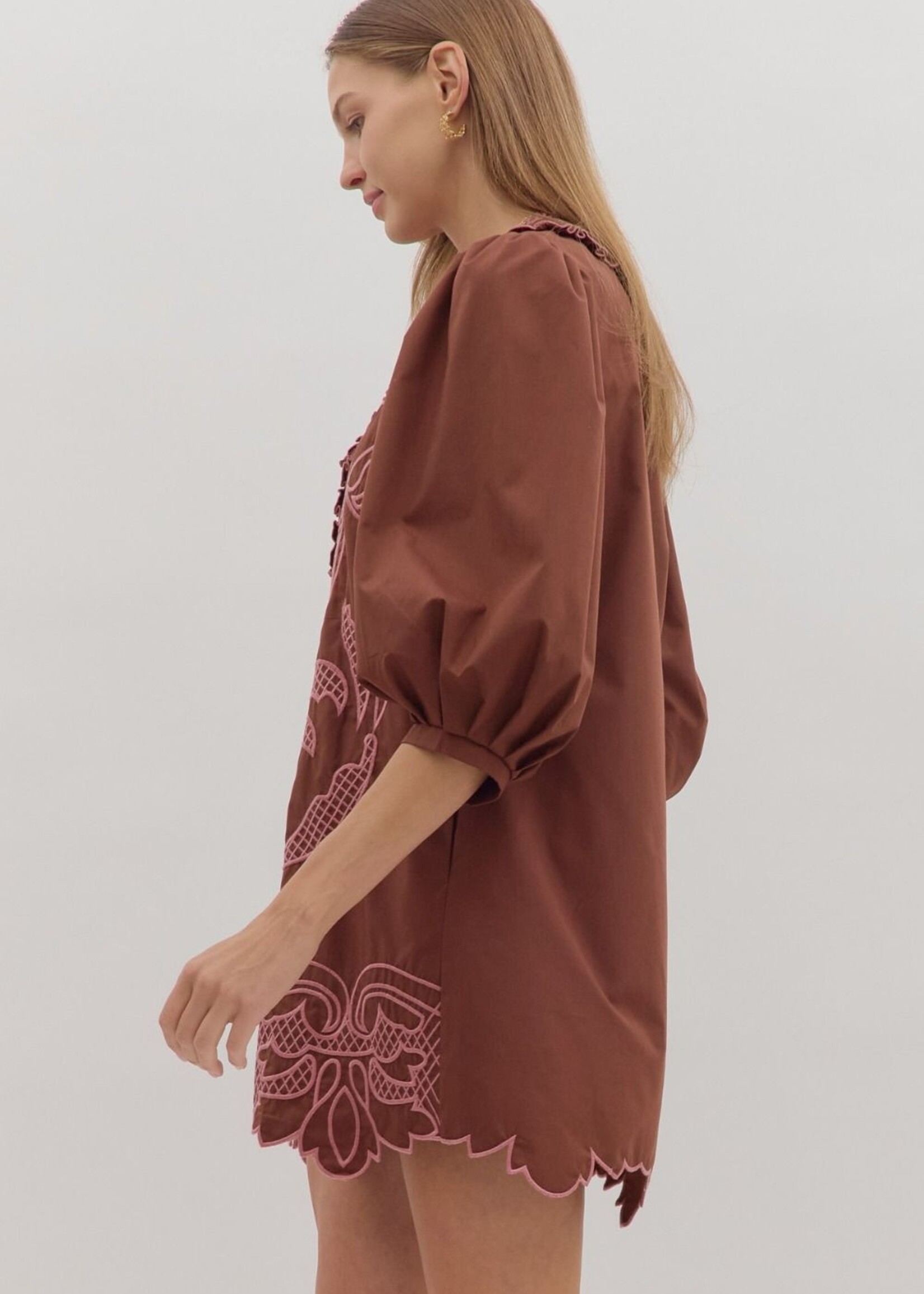 ETO ETO Lucy Ruffle Neck Dress