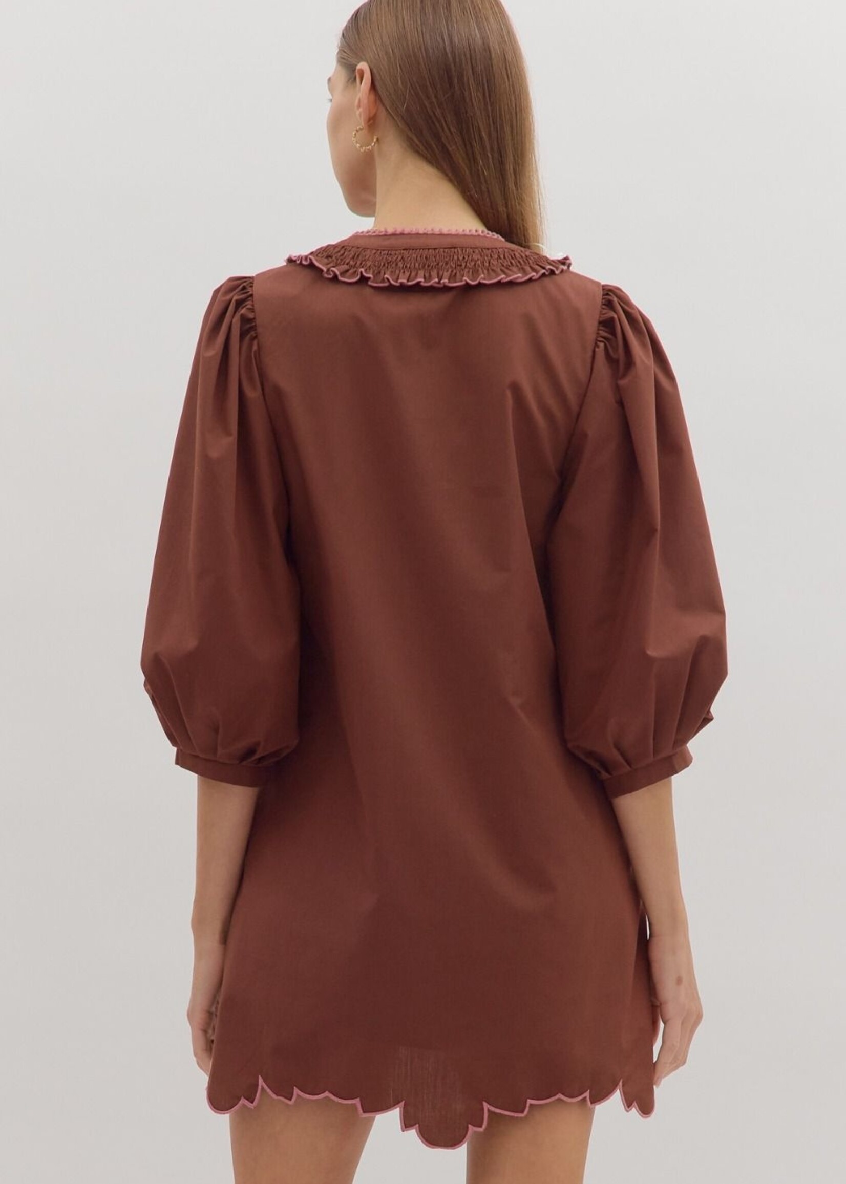 ETO ETO Lucy Ruffle Neck Dress