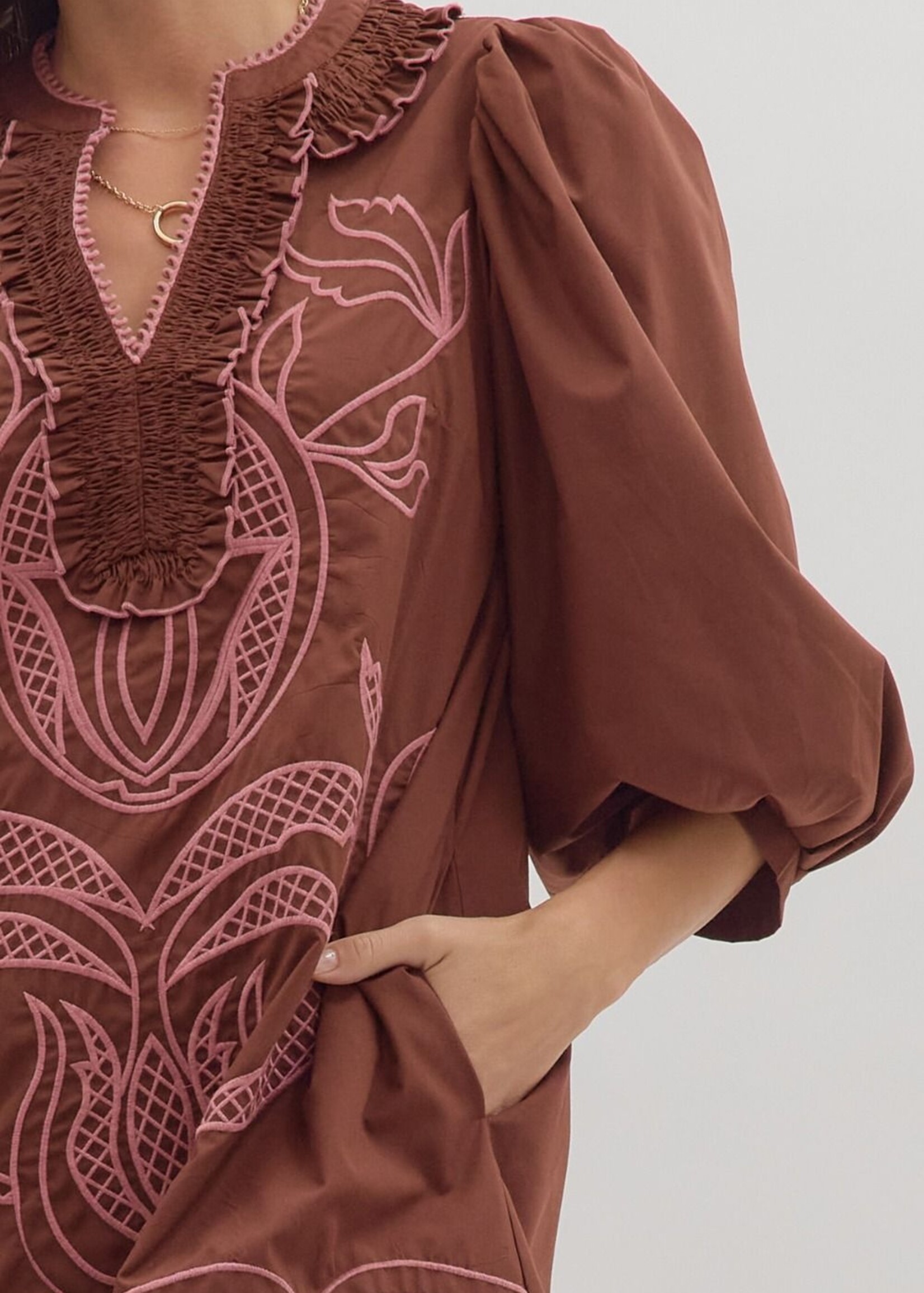 ETO ETO Lucy Ruffle Neck Dress