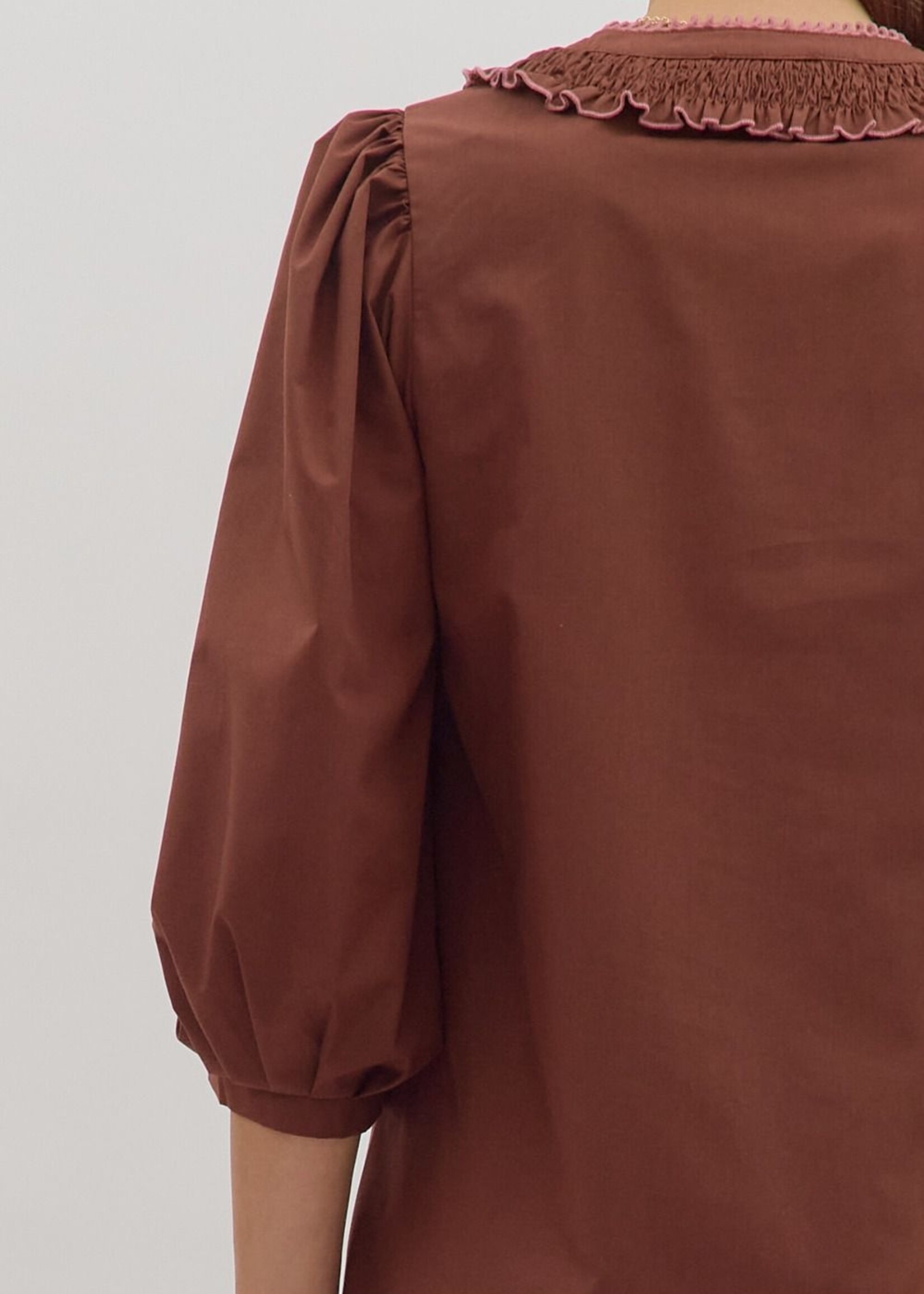 ETO ETO Lucy Ruffle Neck Dress