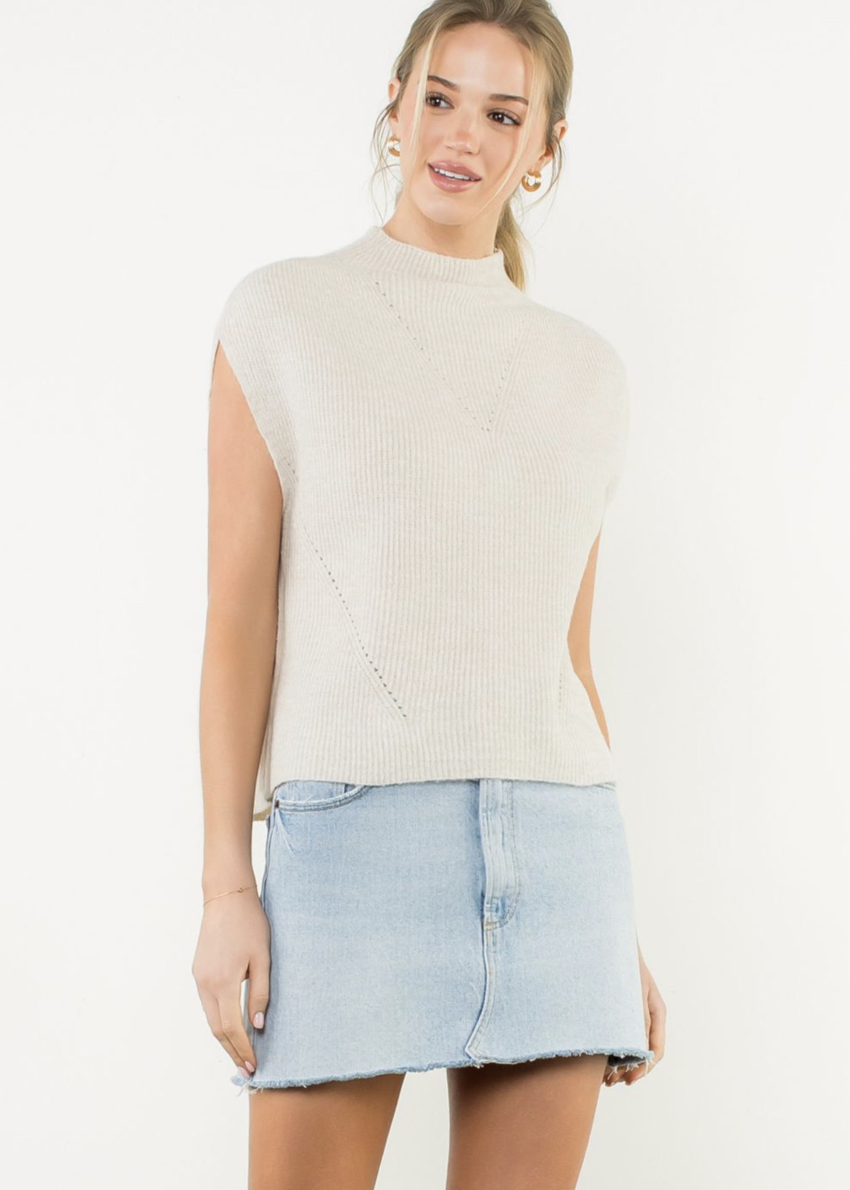 THML THML Slvless Mock Neck Knit