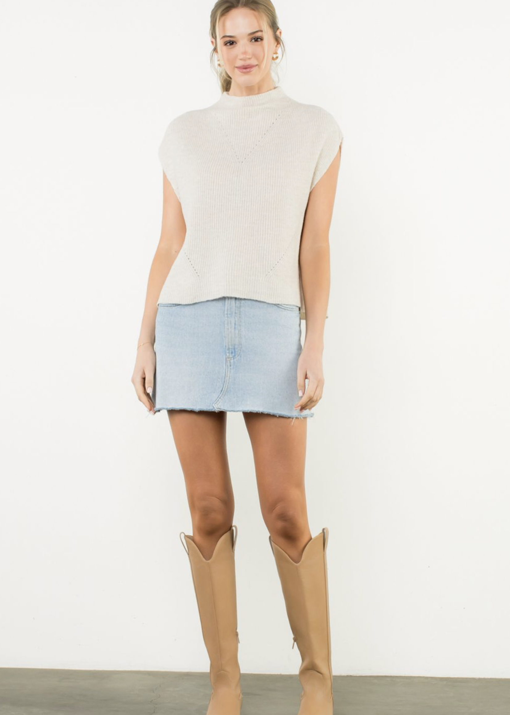 THML THML Slvless Mock Neck Knit