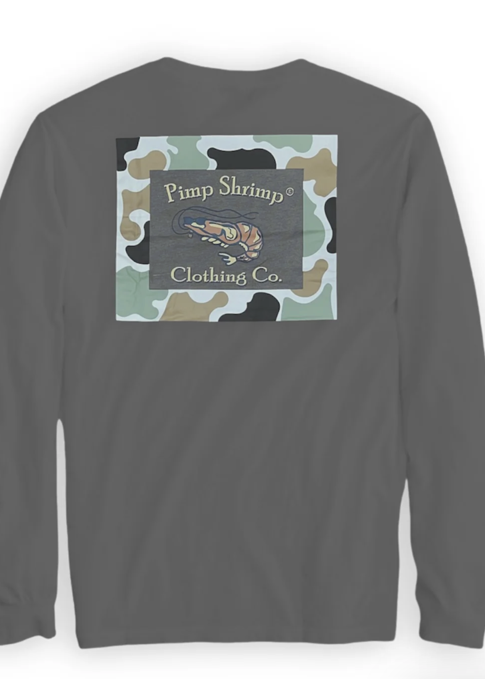 Pimp Shrimp Pimp Shrimp Camo Back LS Tee