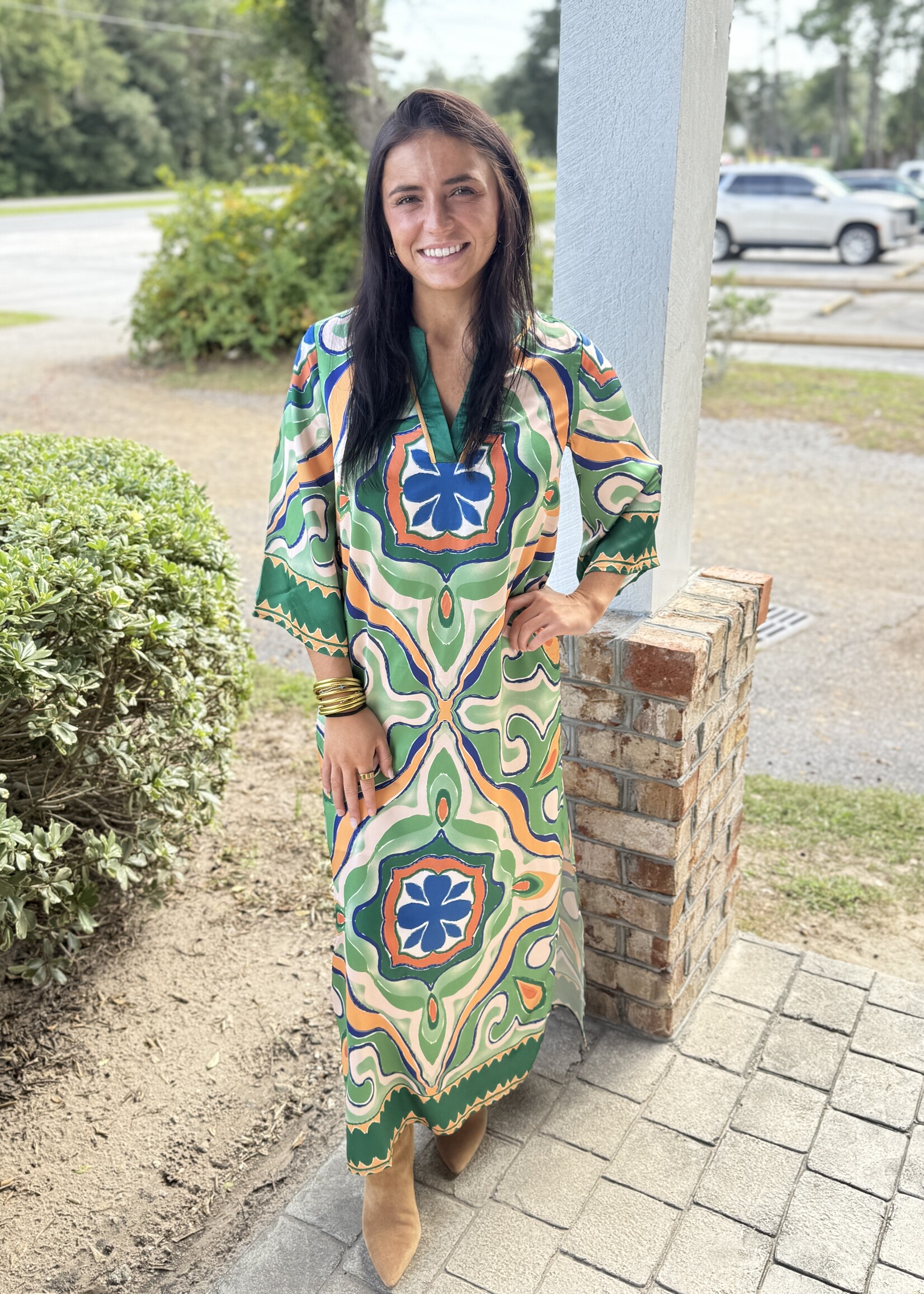 Jade Jade Trimmed Caftan Maxi