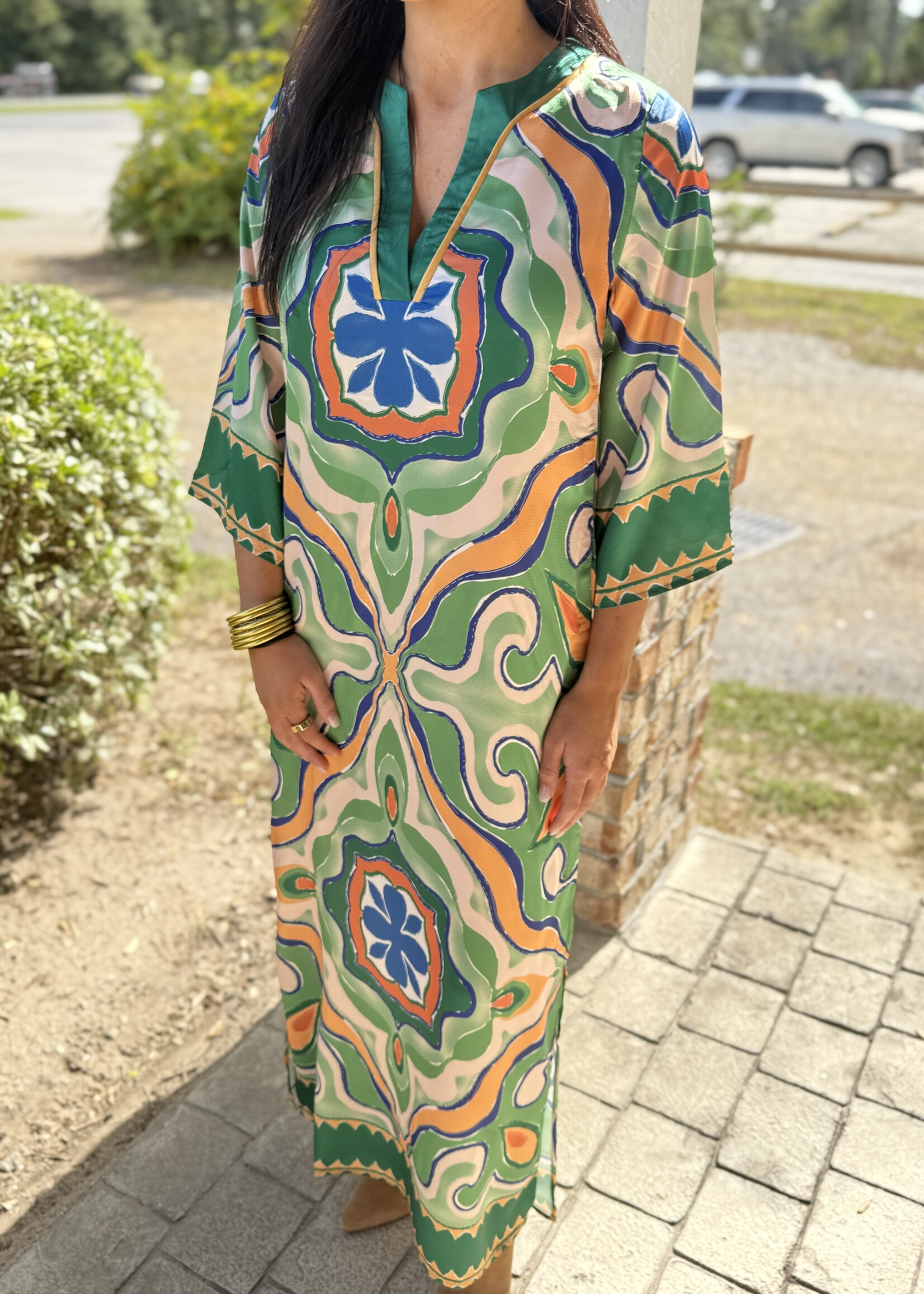 Jade Jade Trimmed Caftan Maxi
