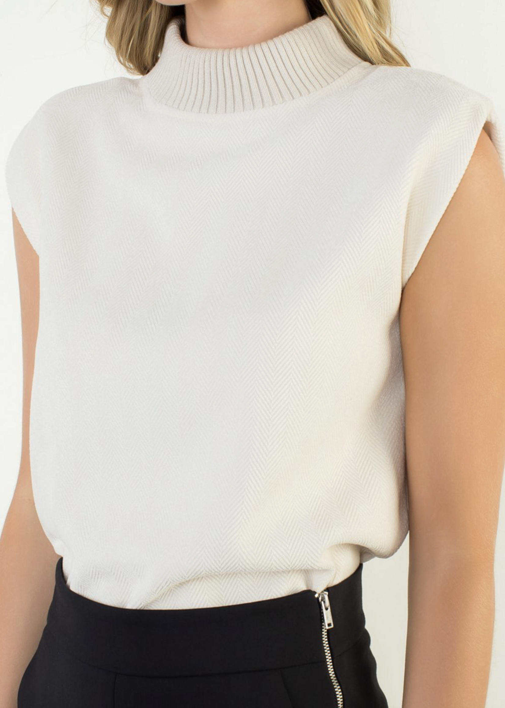 THML THML Mock Neck Suede Top