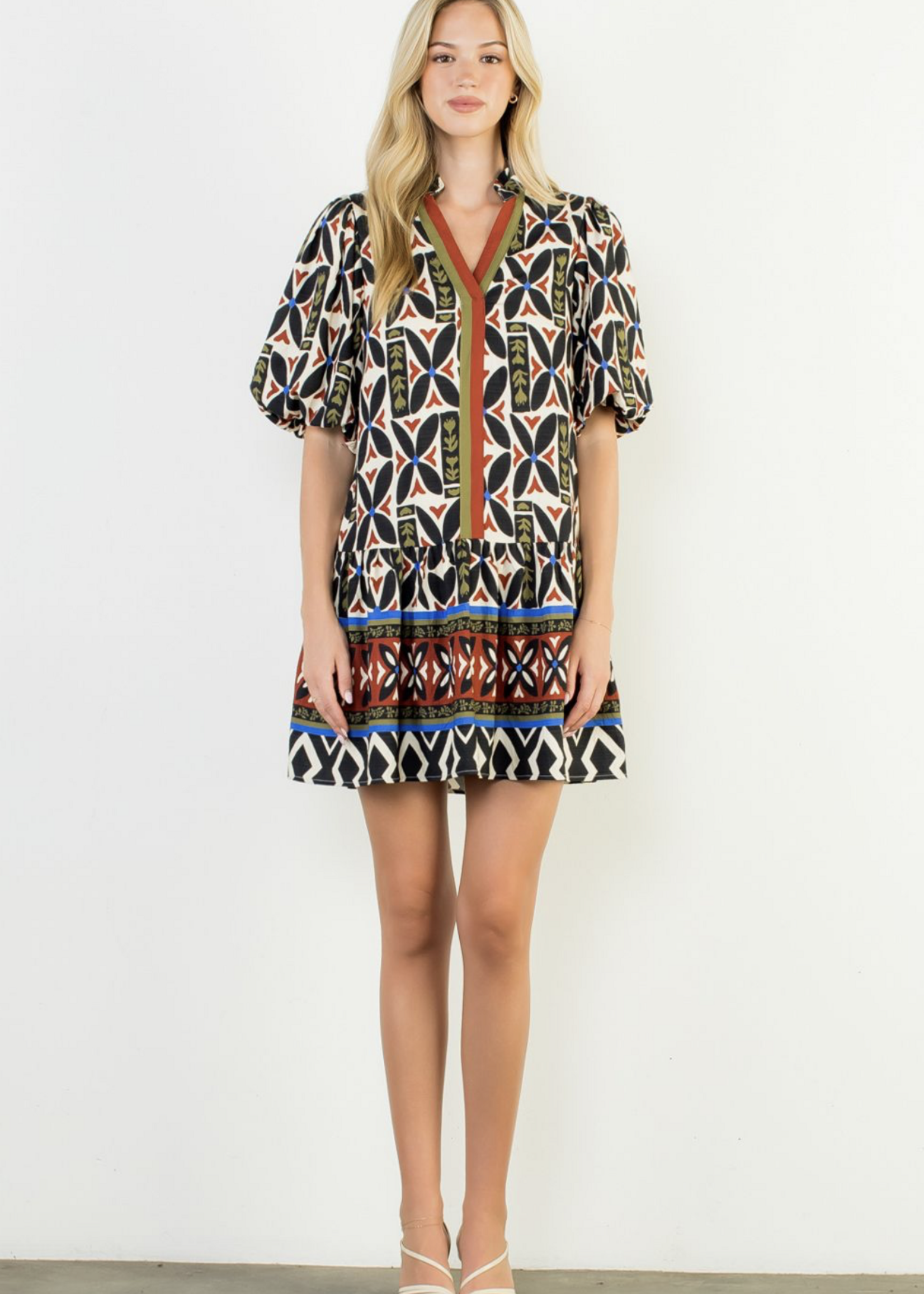 THML THML Geo Print Vneck Dress