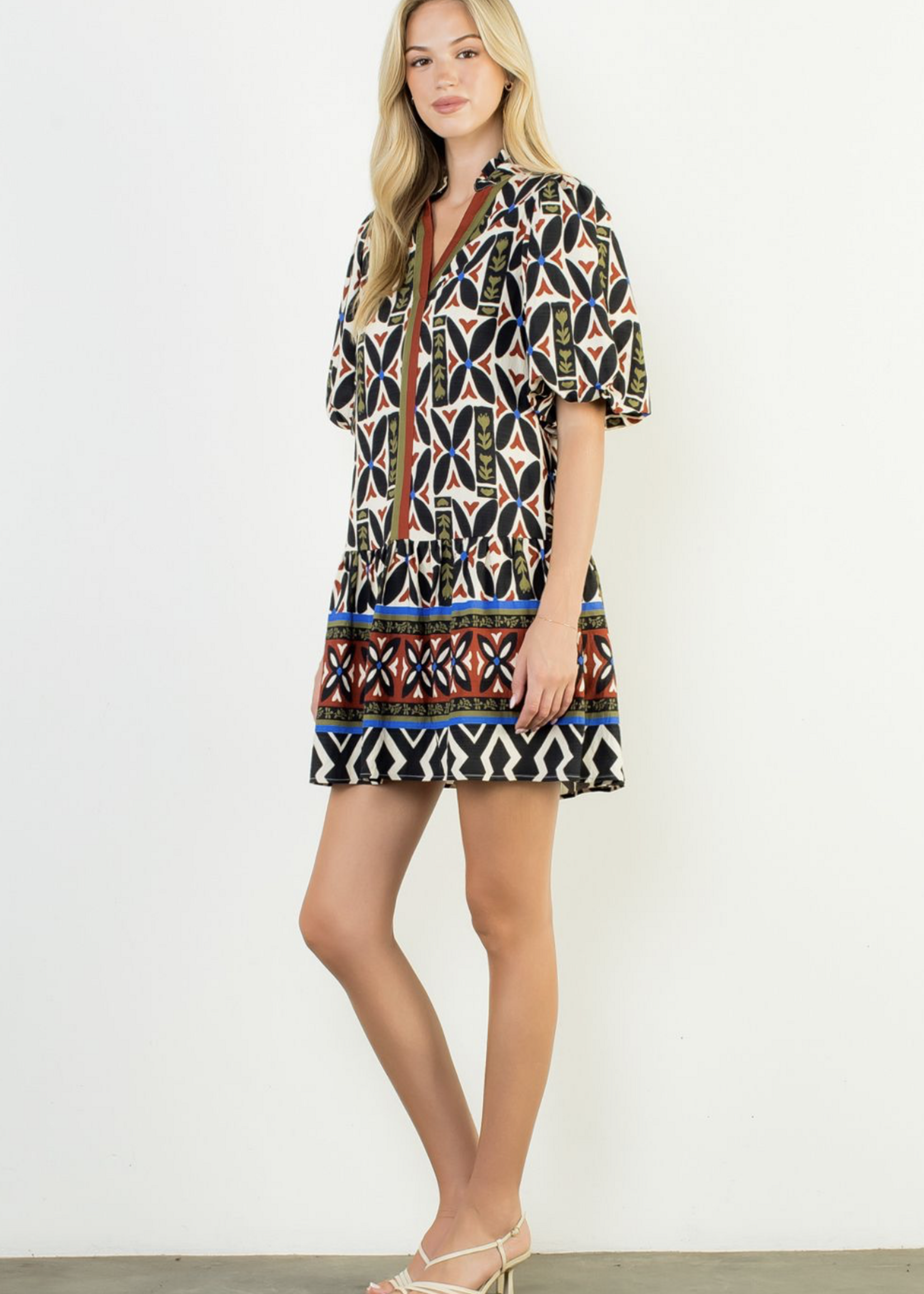 THML THML Geo Print Vneck Dress