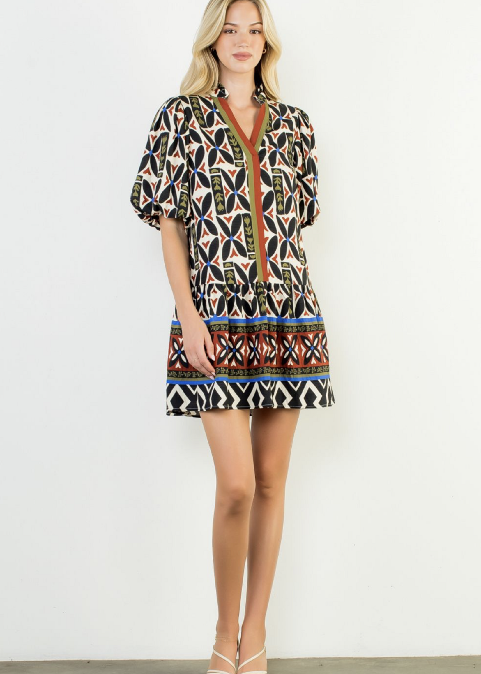 THML THML Geo Print Vneck Dress