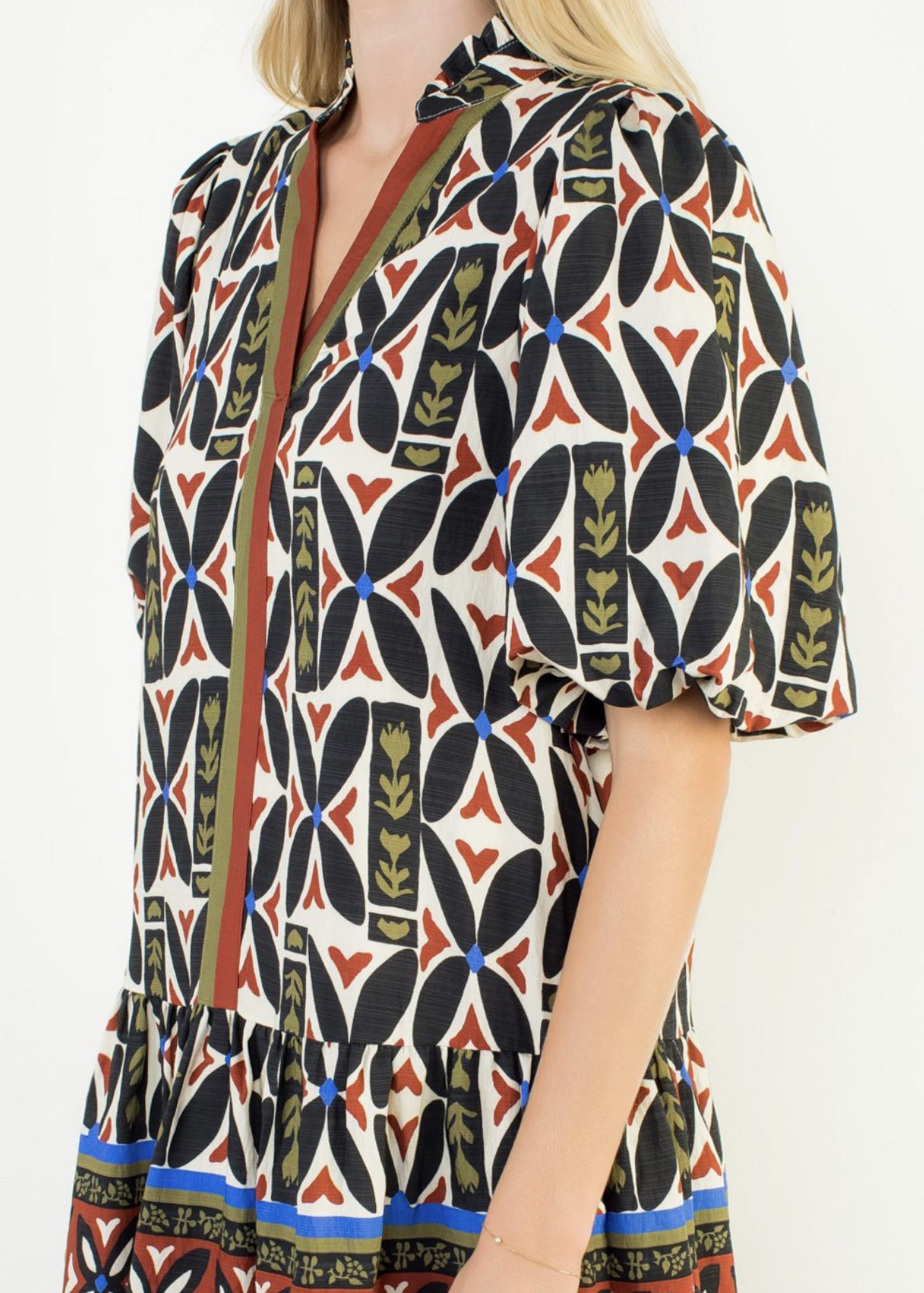 THML THML Geo Print Vneck Dress