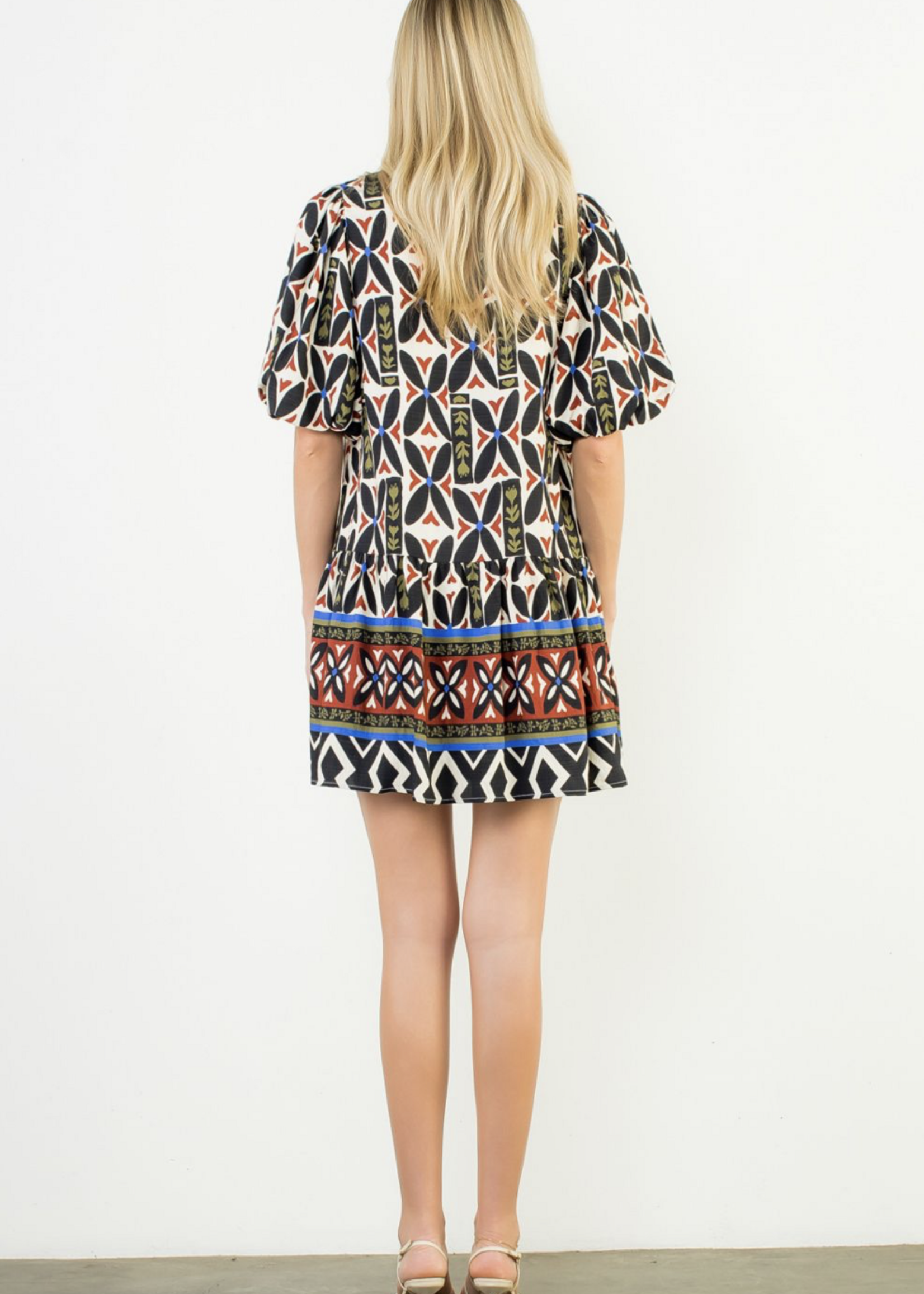 THML THML Geo Print Vneck Dress