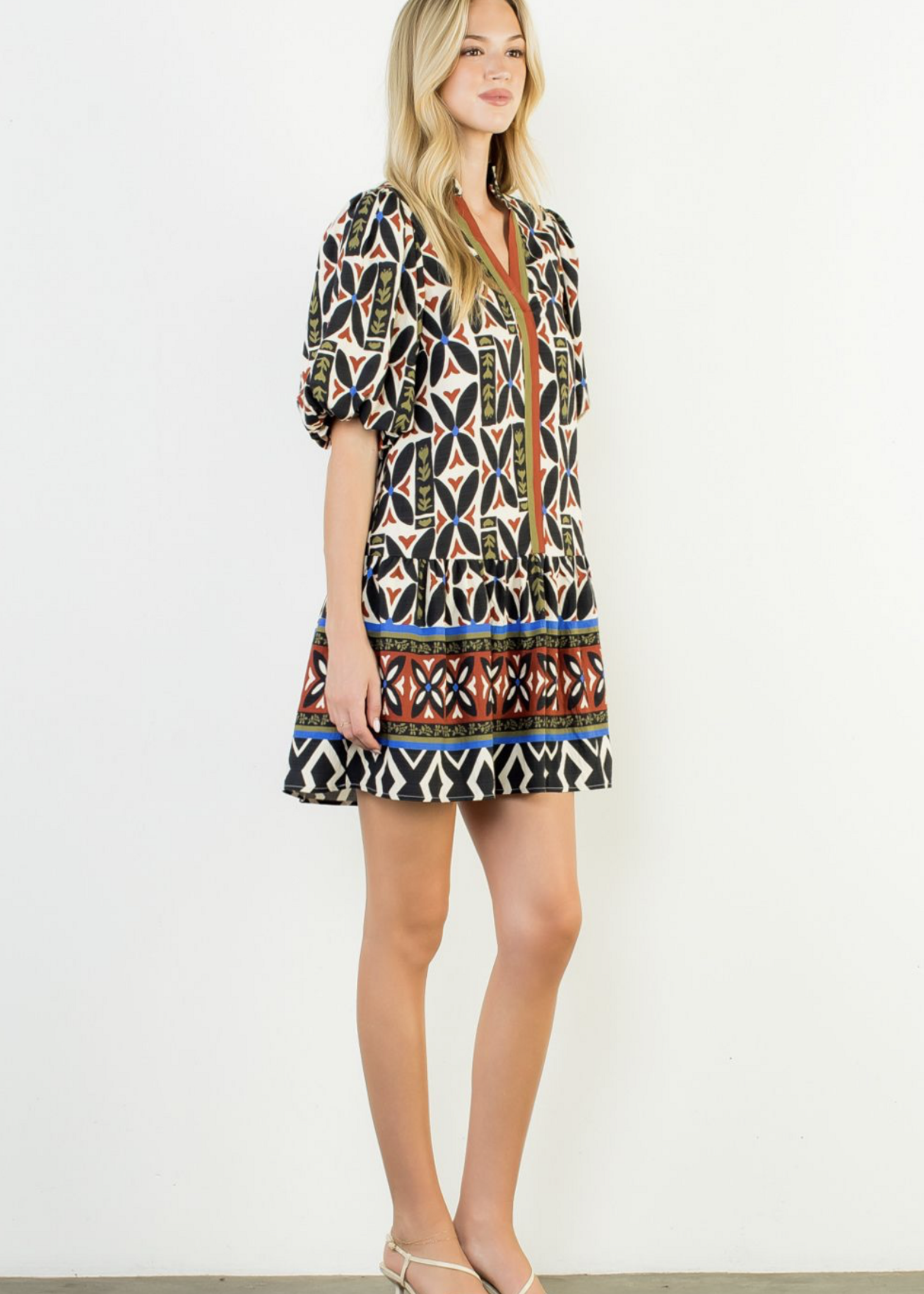 THML THML Geo Print Vneck Dress