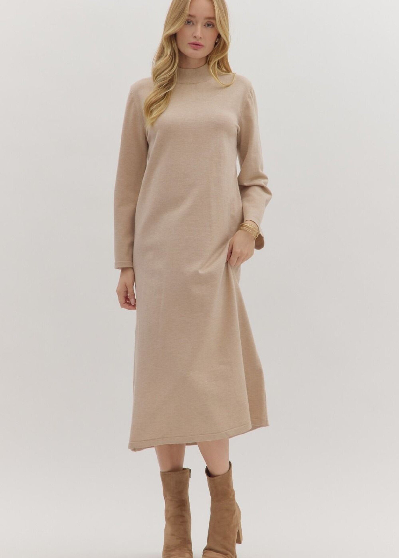 ETO ETO Solid Knit Mock Neck Midi
