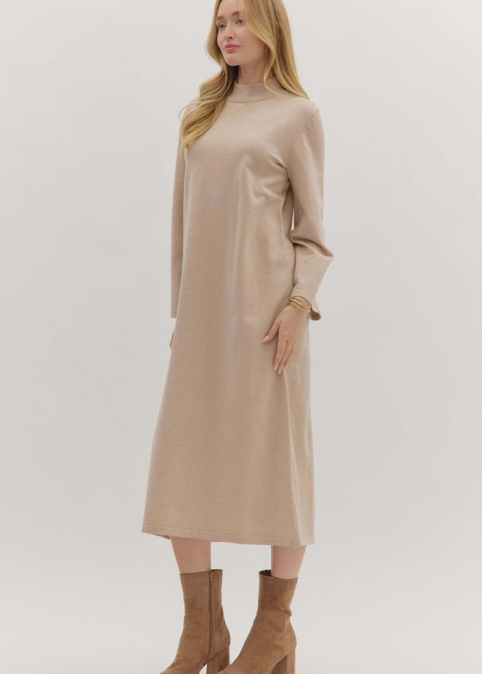 ETO ETO Solid Knit Mock Neck Midi
