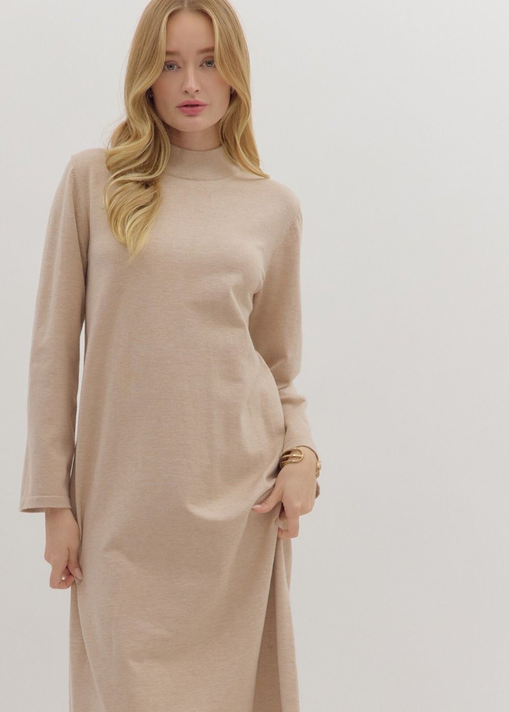 ETO ETO Solid Knit Mock Neck Midi