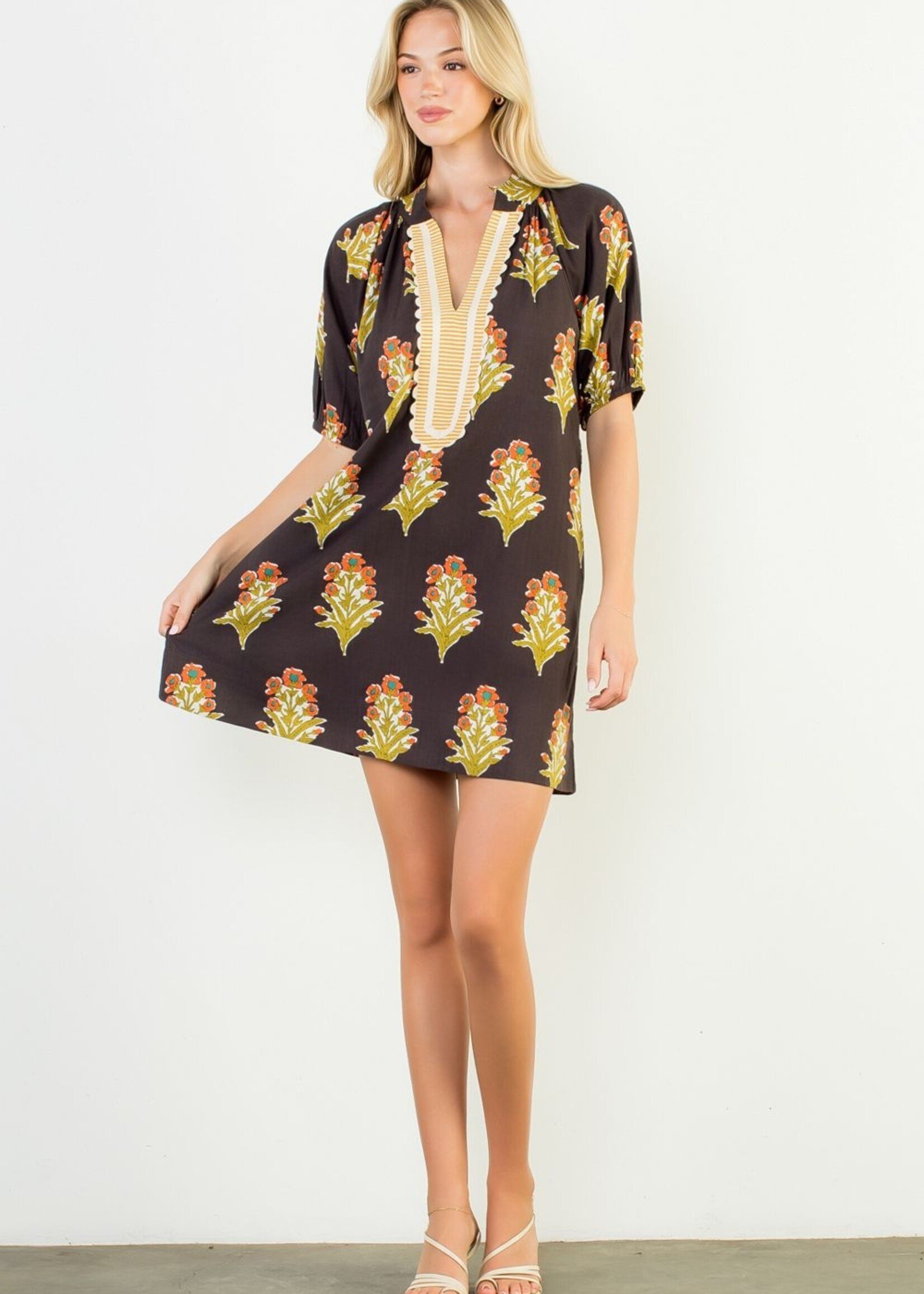 THML THML Floral Print V Neck Dress