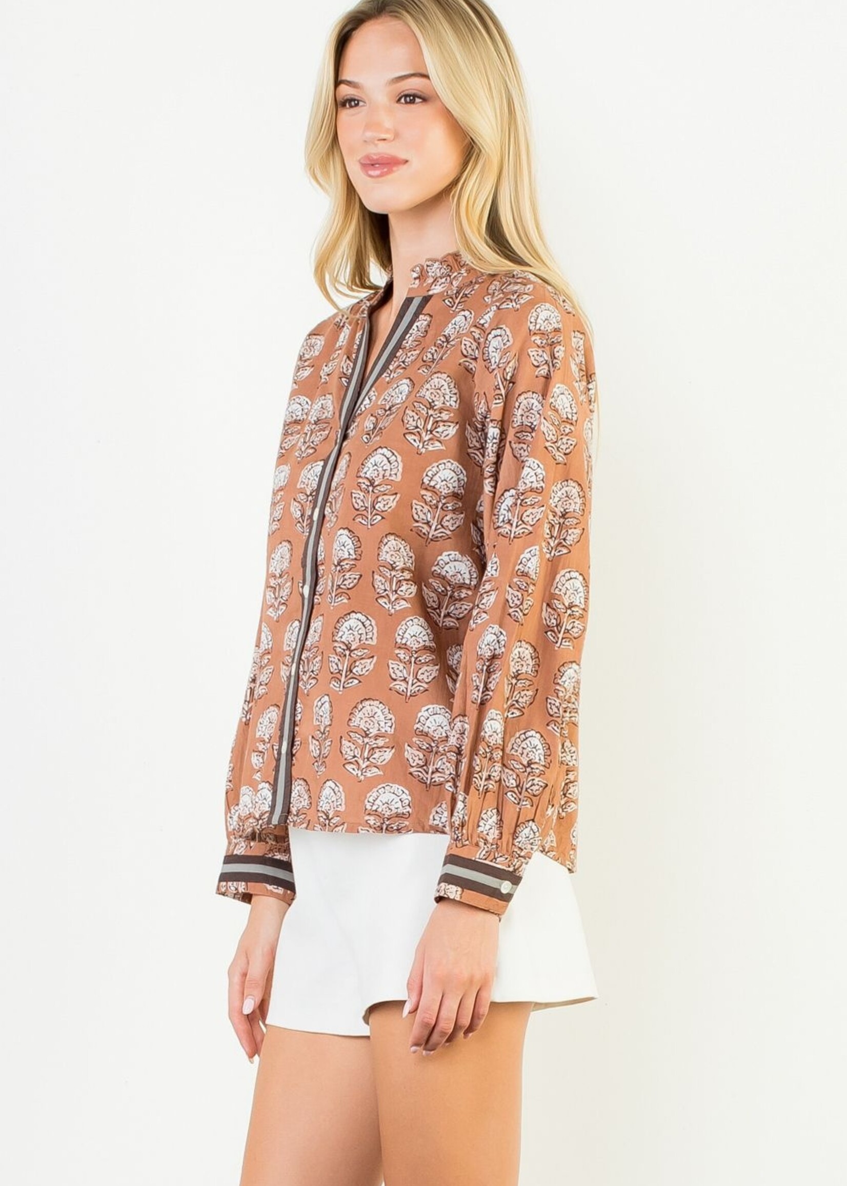 THML THML L/S Floral Button Up Top
