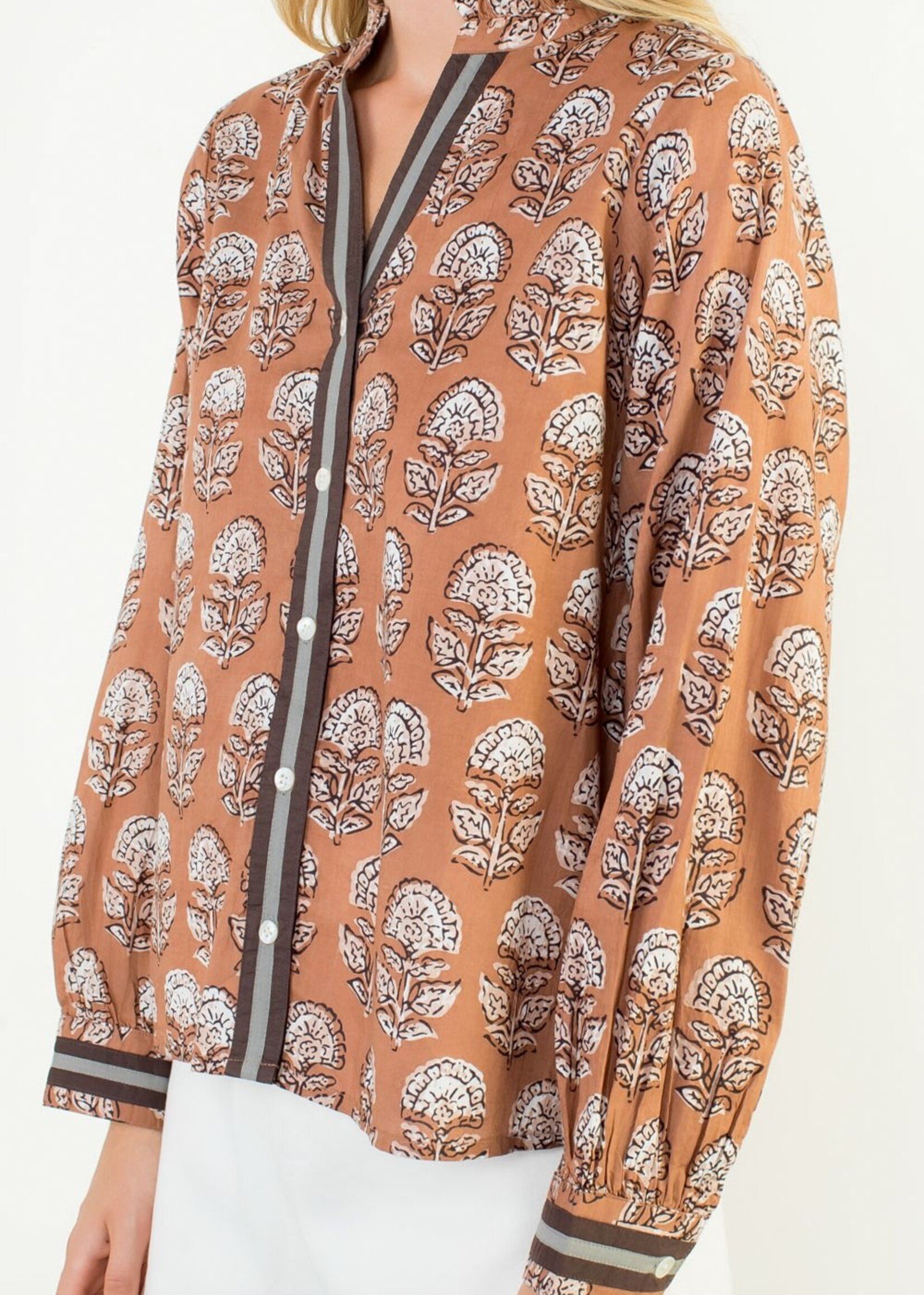 THML THML L/S Floral Button Up Top