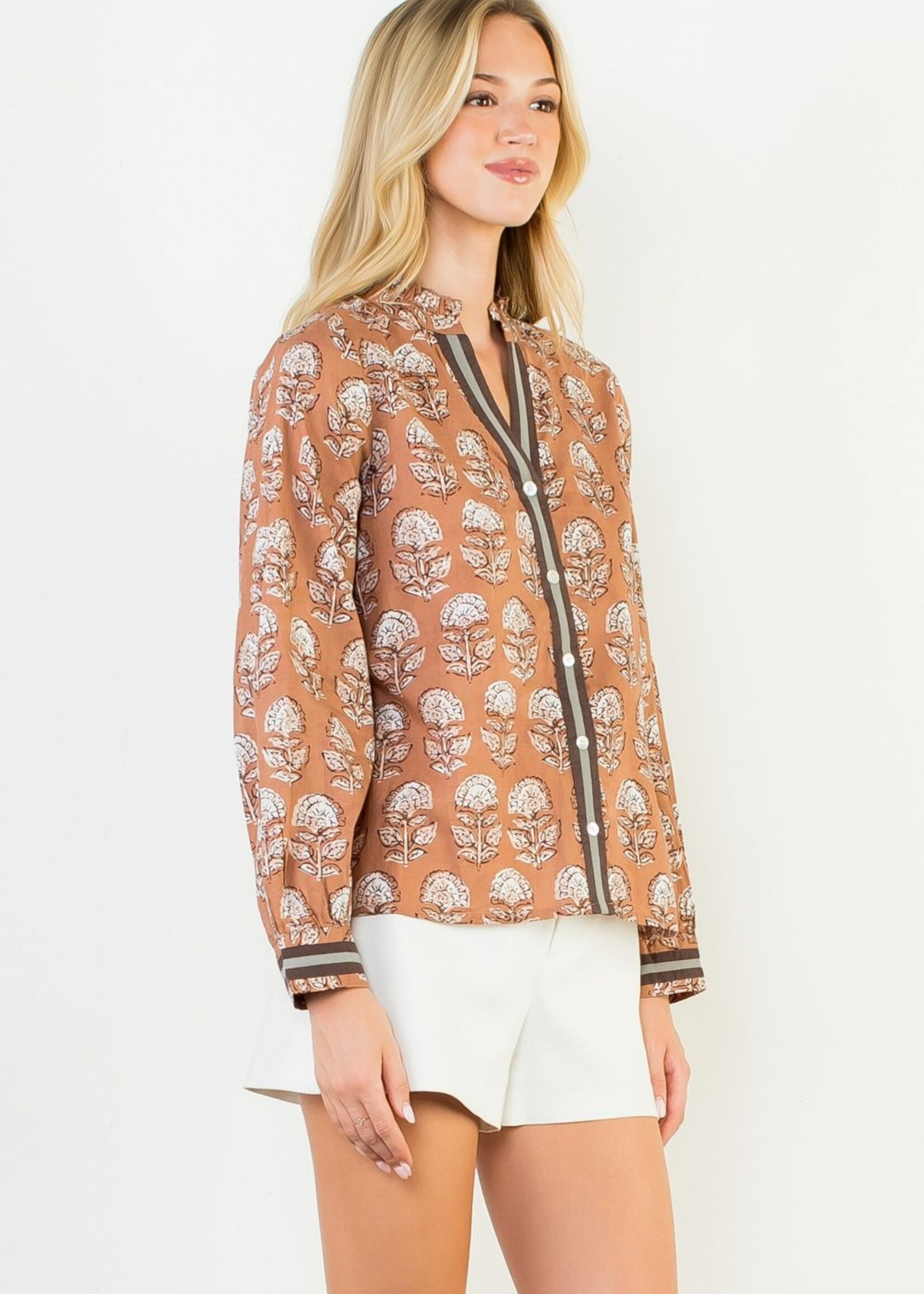 THML THML L/S Floral Button Up Top