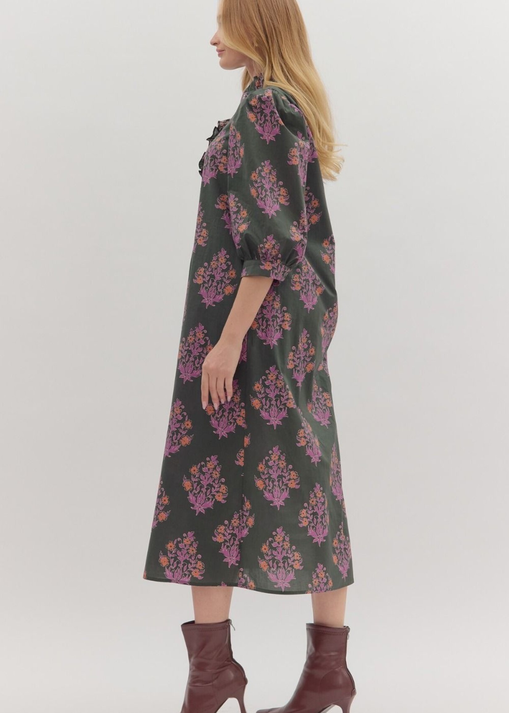 ETO ETO Botanical Print Midi Dress