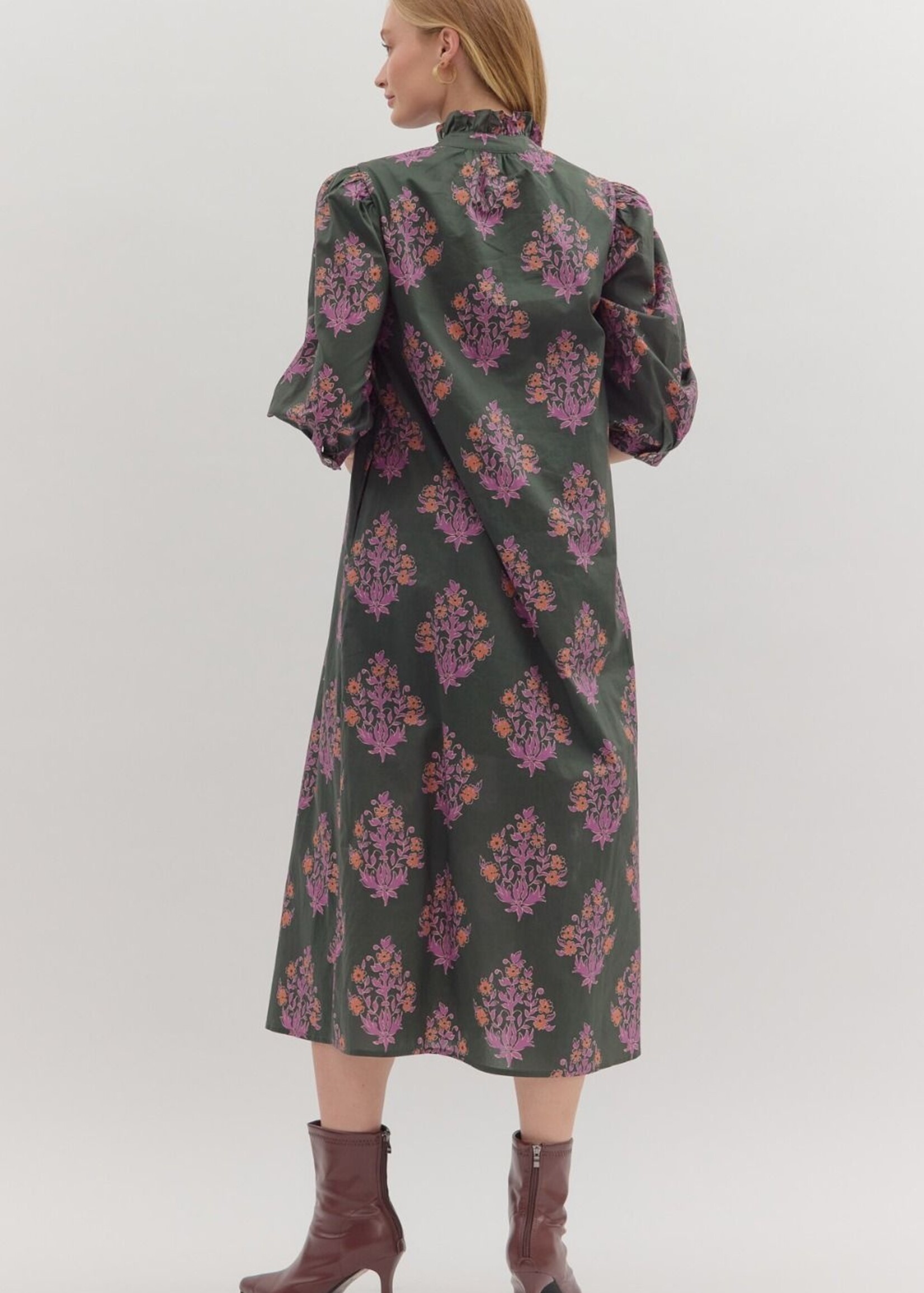 ETO ETO Botanical Print Midi Dress