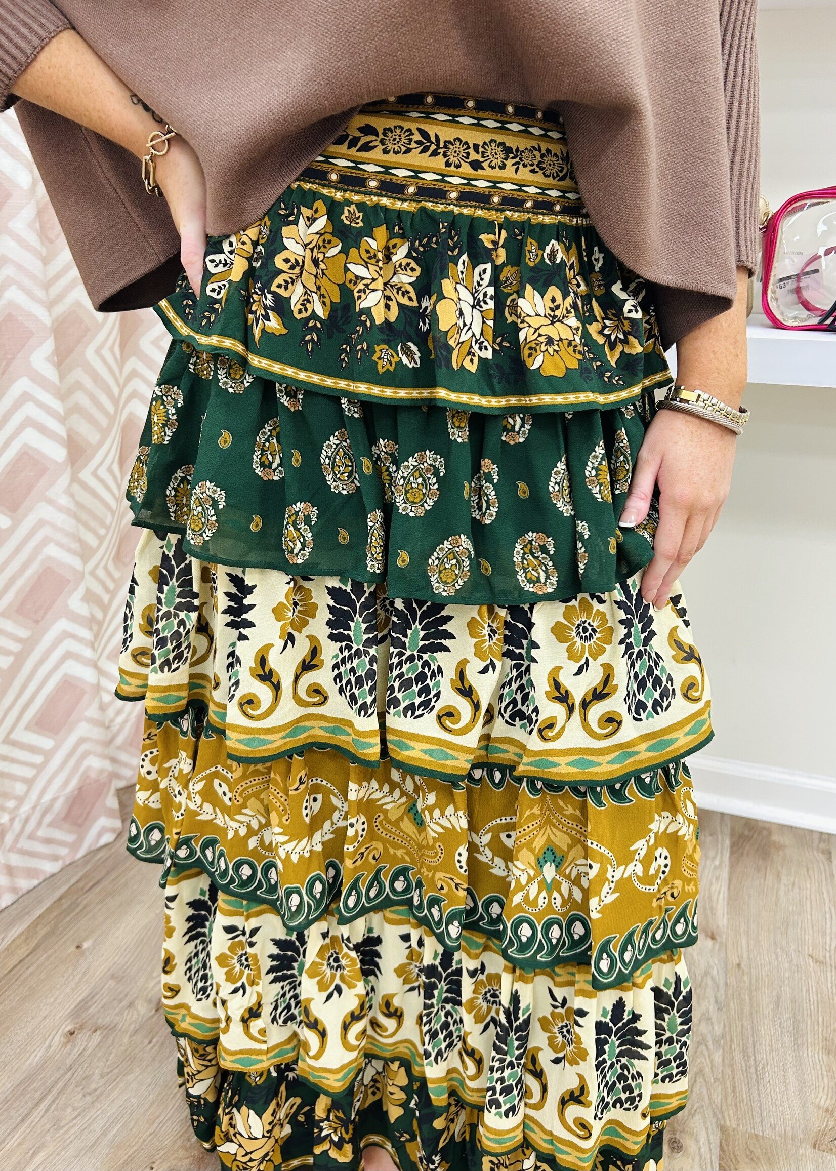 Farm Rio Farm Rio Ayla Ruffle Maxi Skirt