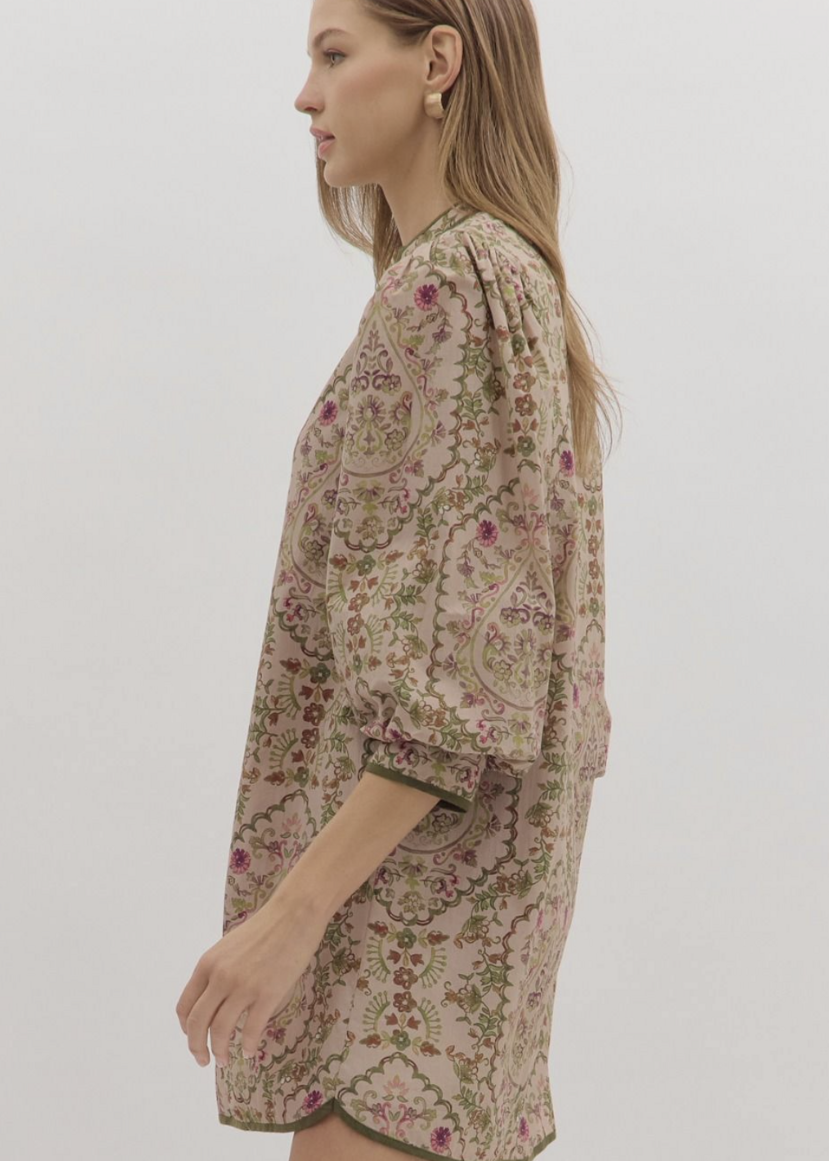 ETO ETO Front Zipper Floral Dress