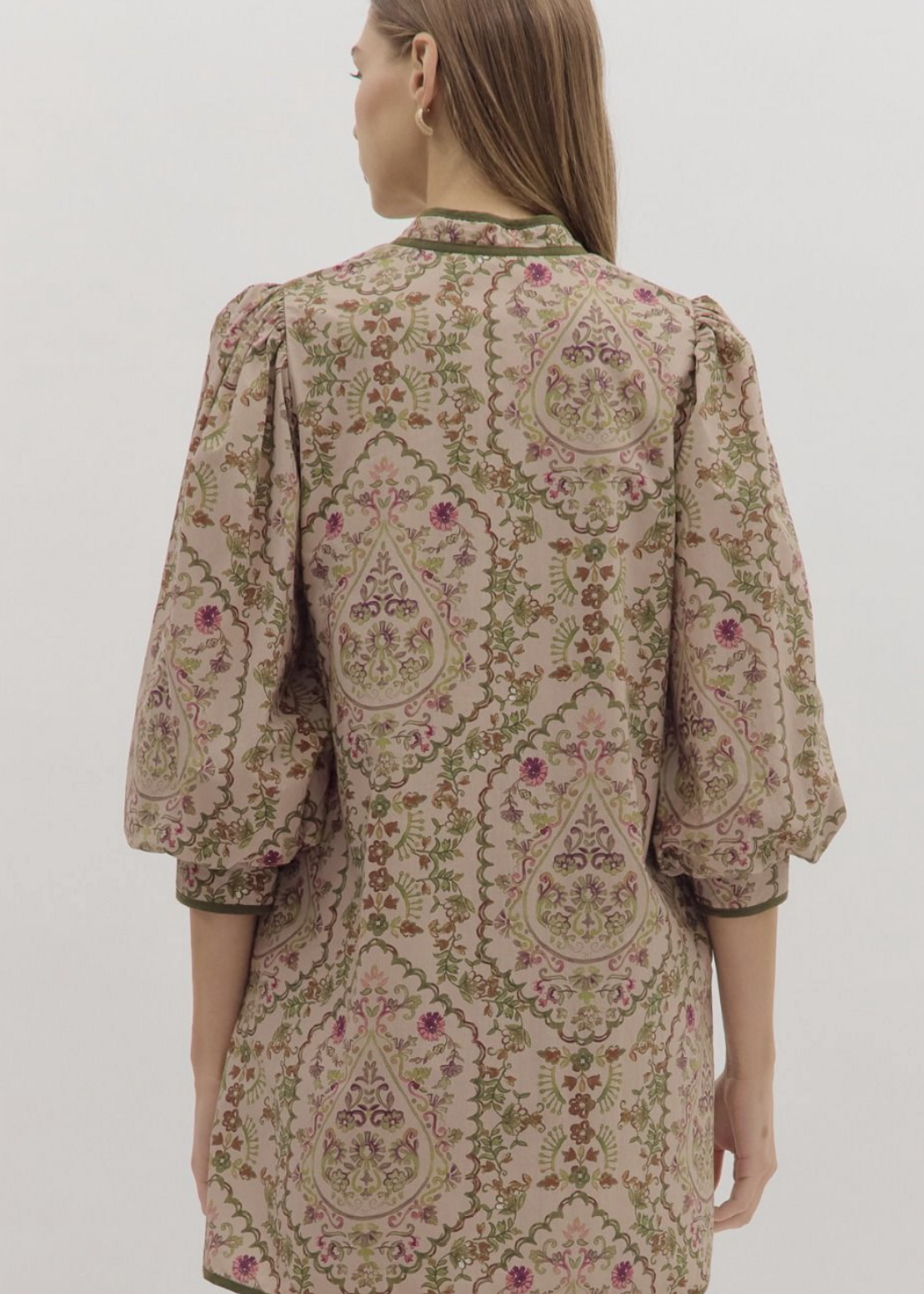 ETO ETO Front Zipper Floral Dress