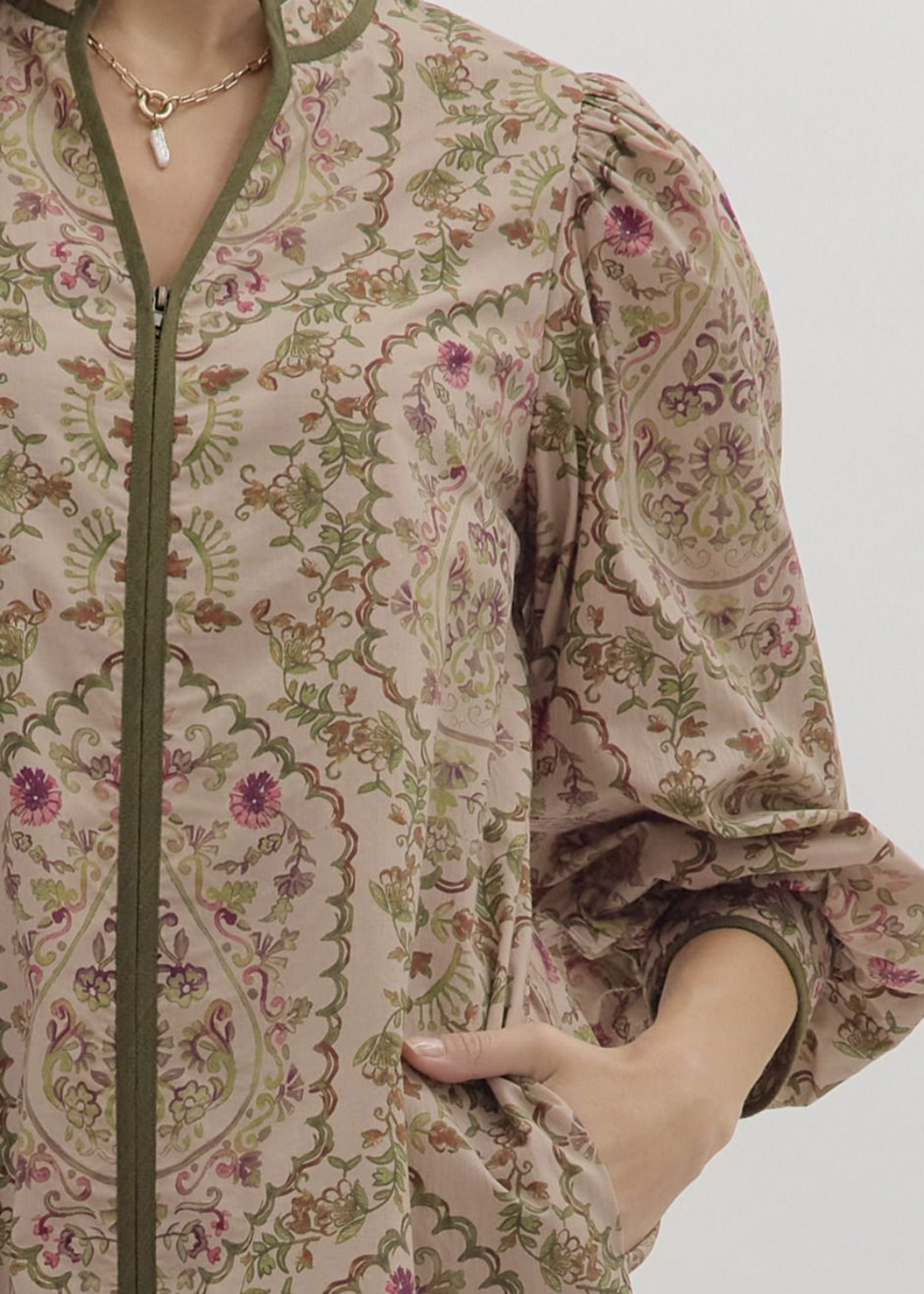 ETO ETO Front Zipper Floral Dress