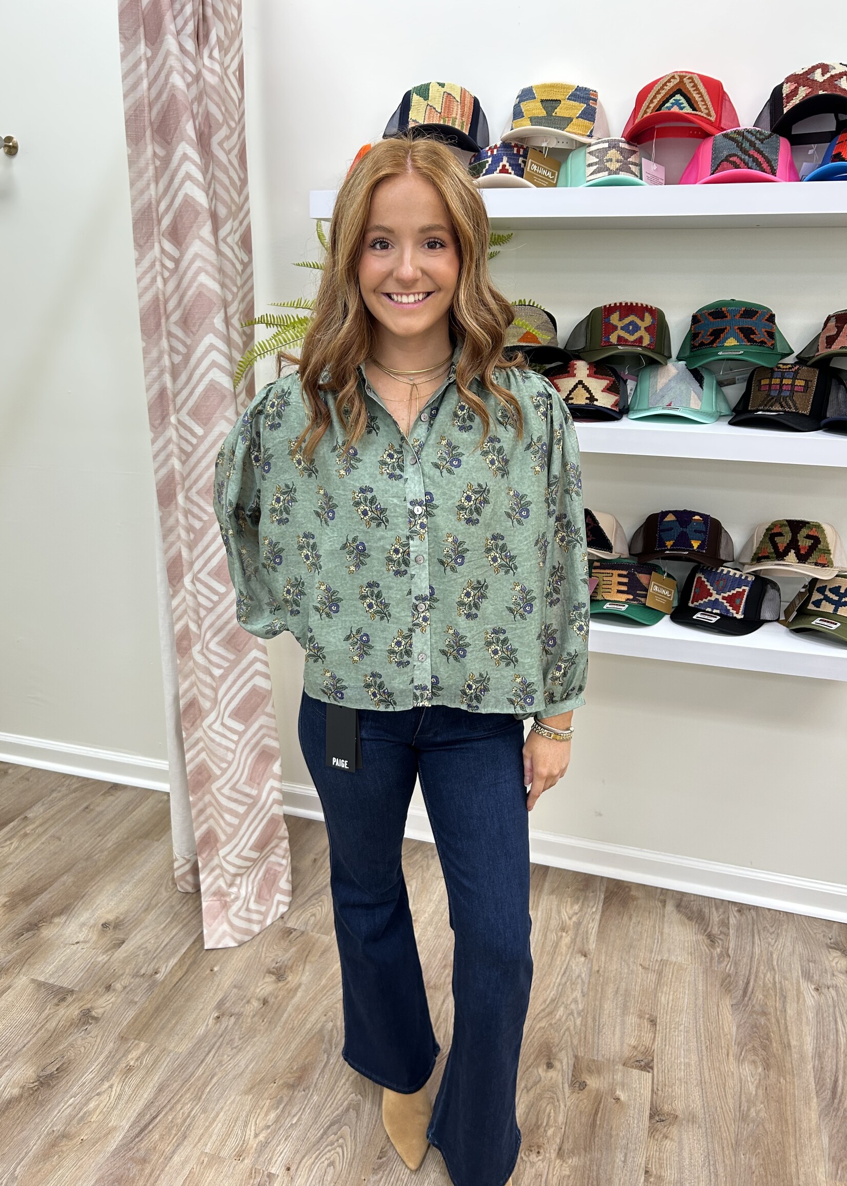 ETO ETO Floral Button Down Blouse