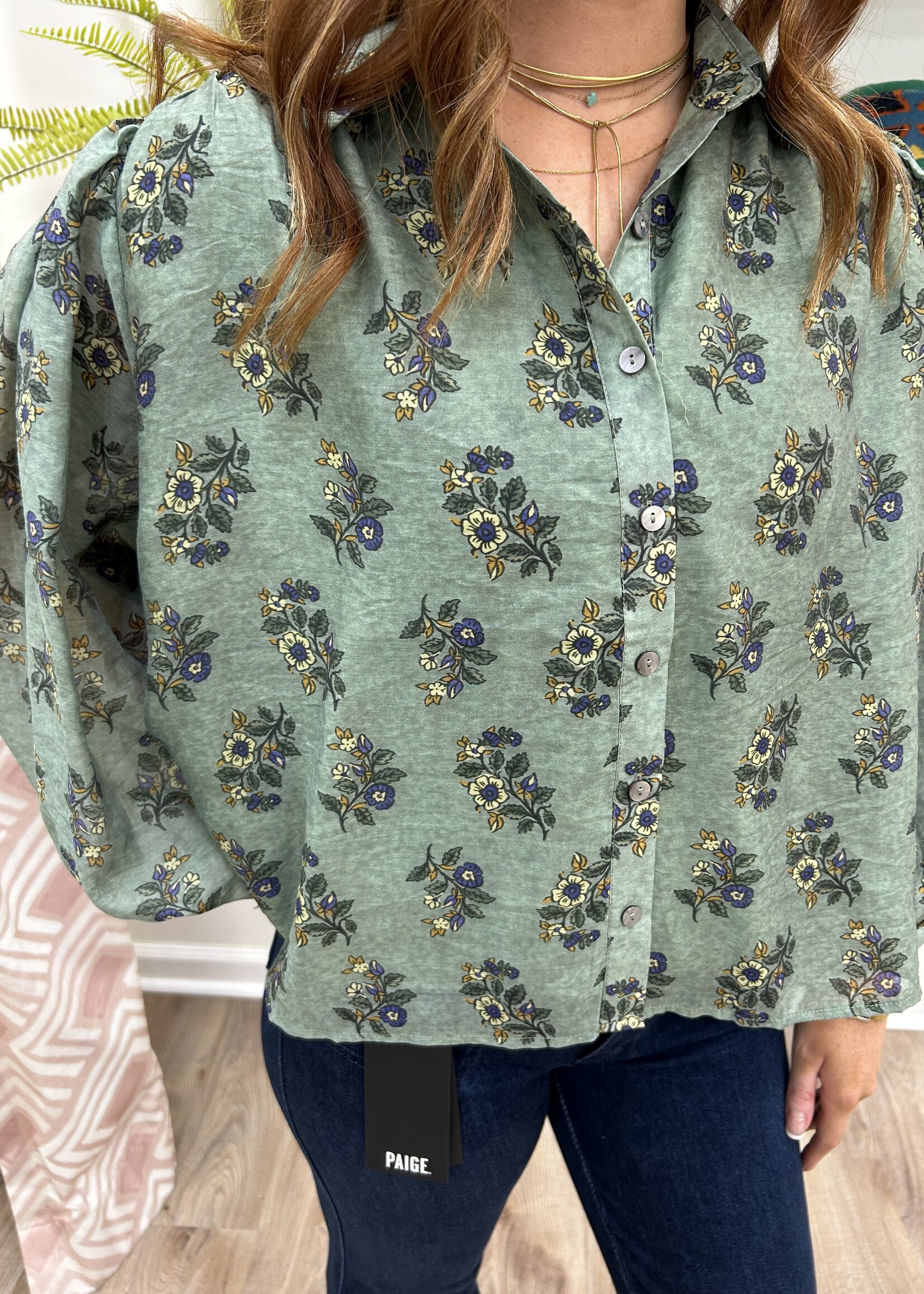 ETO ETO Floral Button Down Blouse