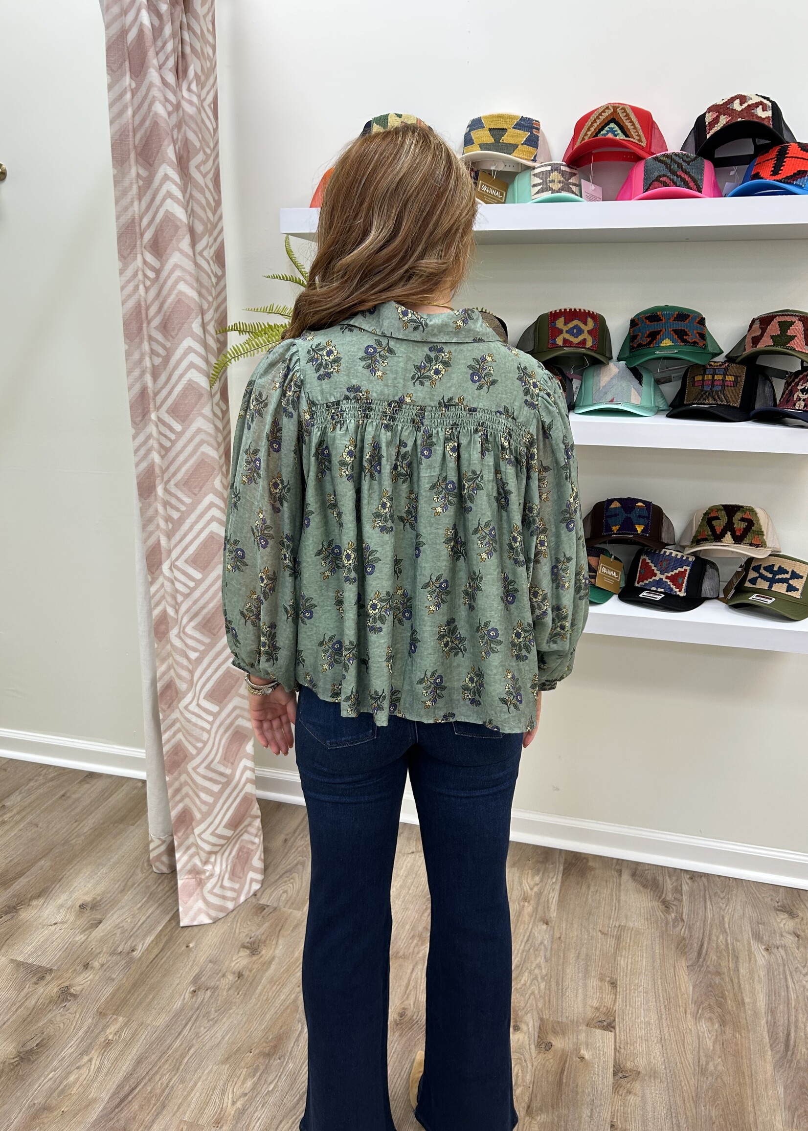ETO ETO Floral Button Down Blouse