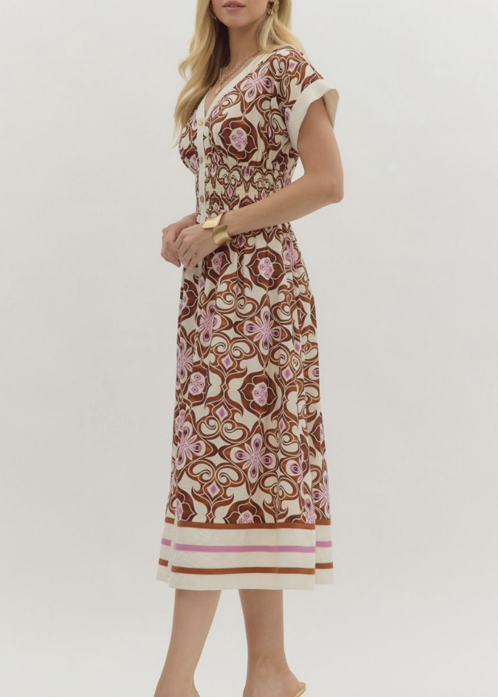 ETO ETO Cinch Waist Button Down Midi