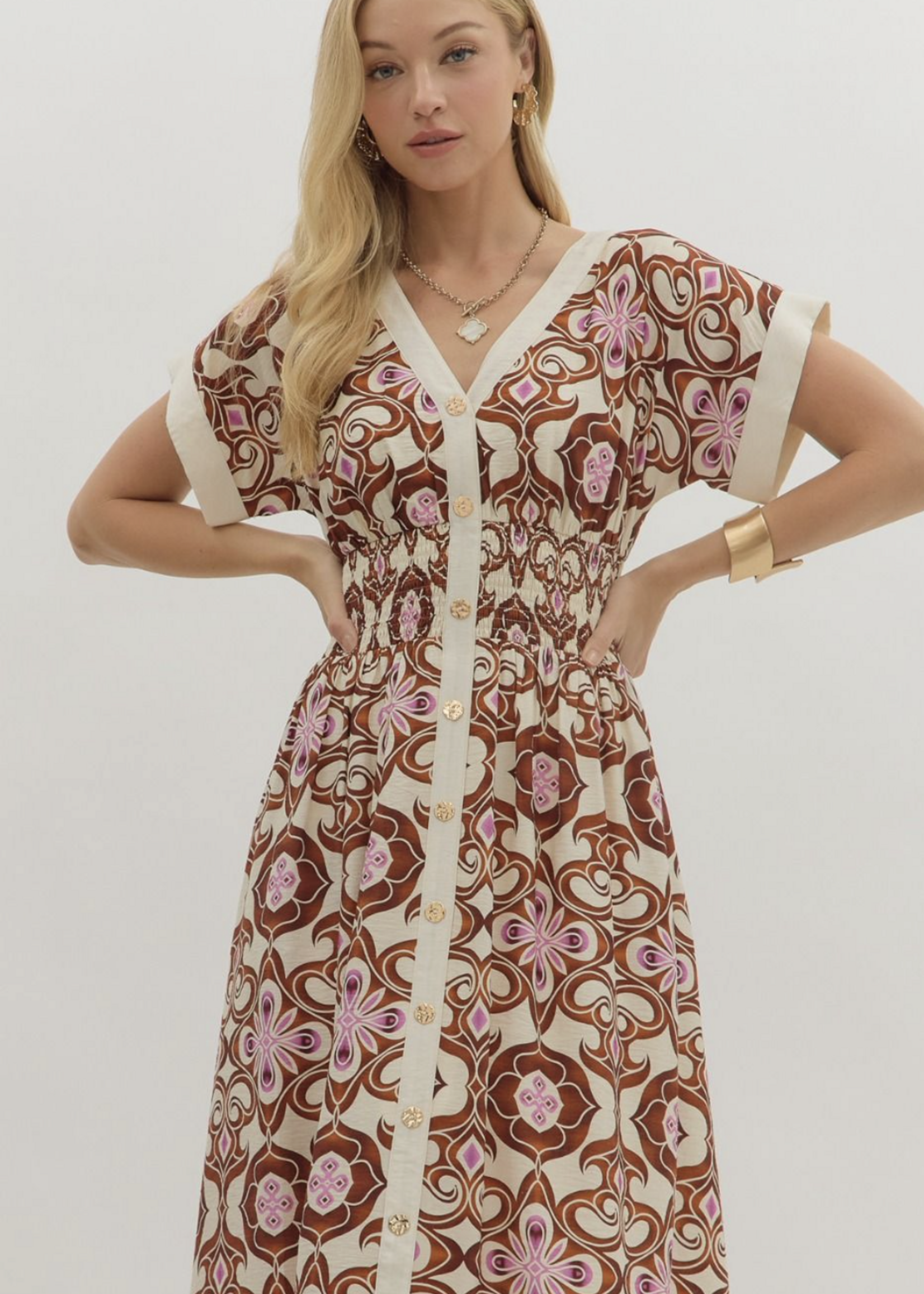 ETO ETO Cinch Waist Button Down Midi