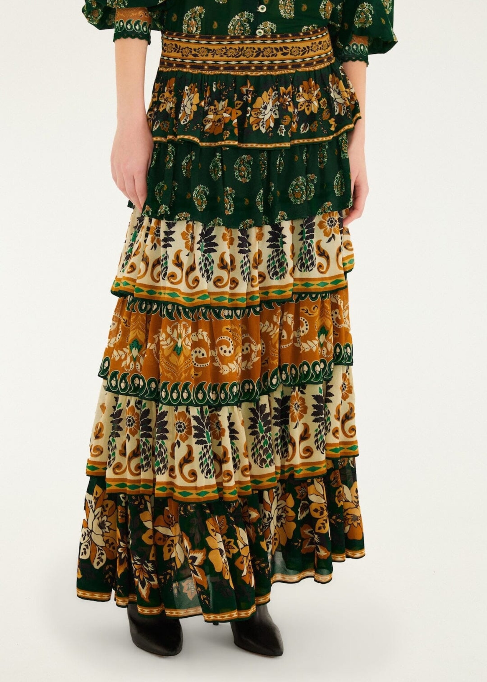 Farm Rio Farm Rio Ayla Ruffle Maxi Skirt