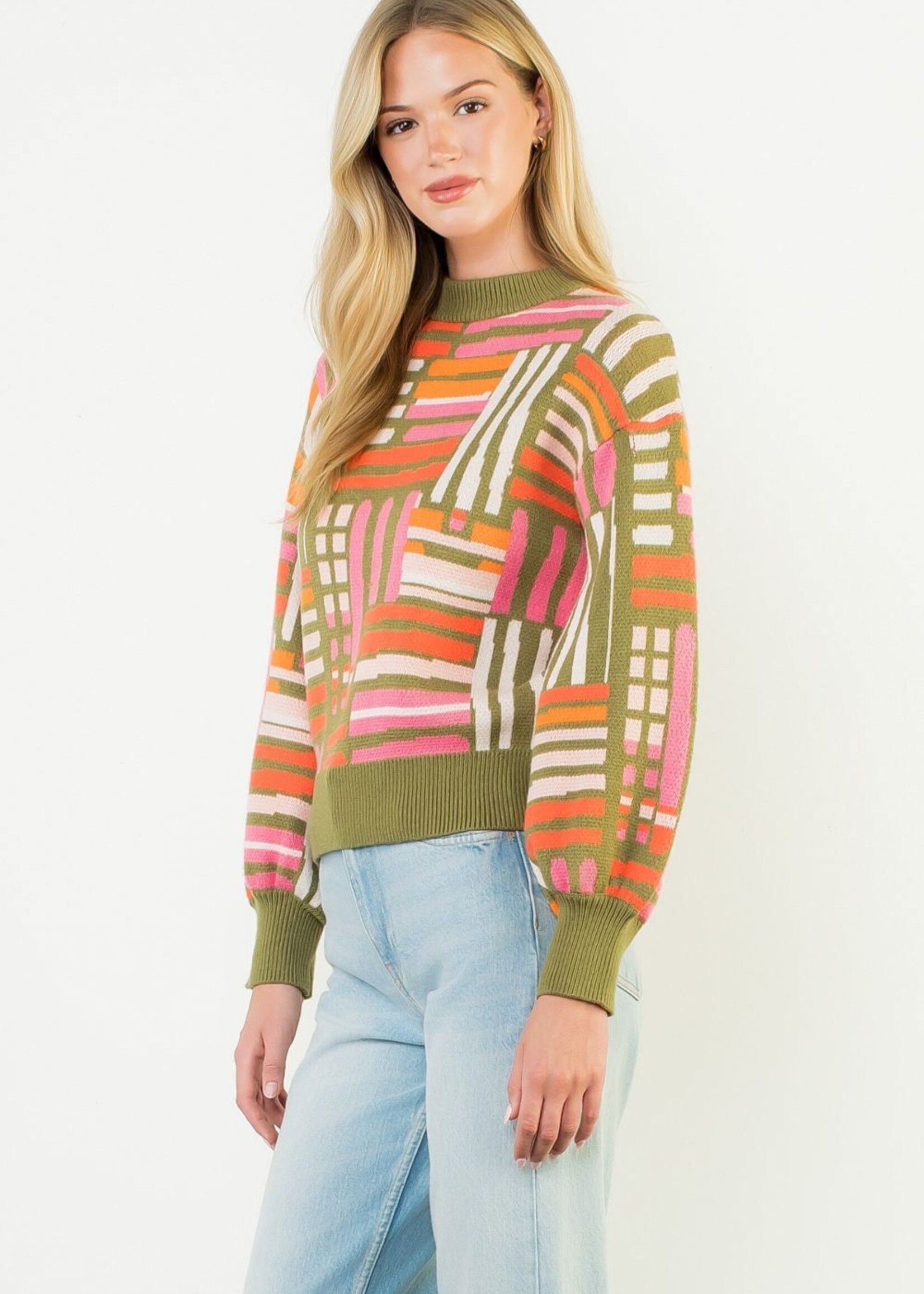 THML THML Stripe Jacquard Sweater