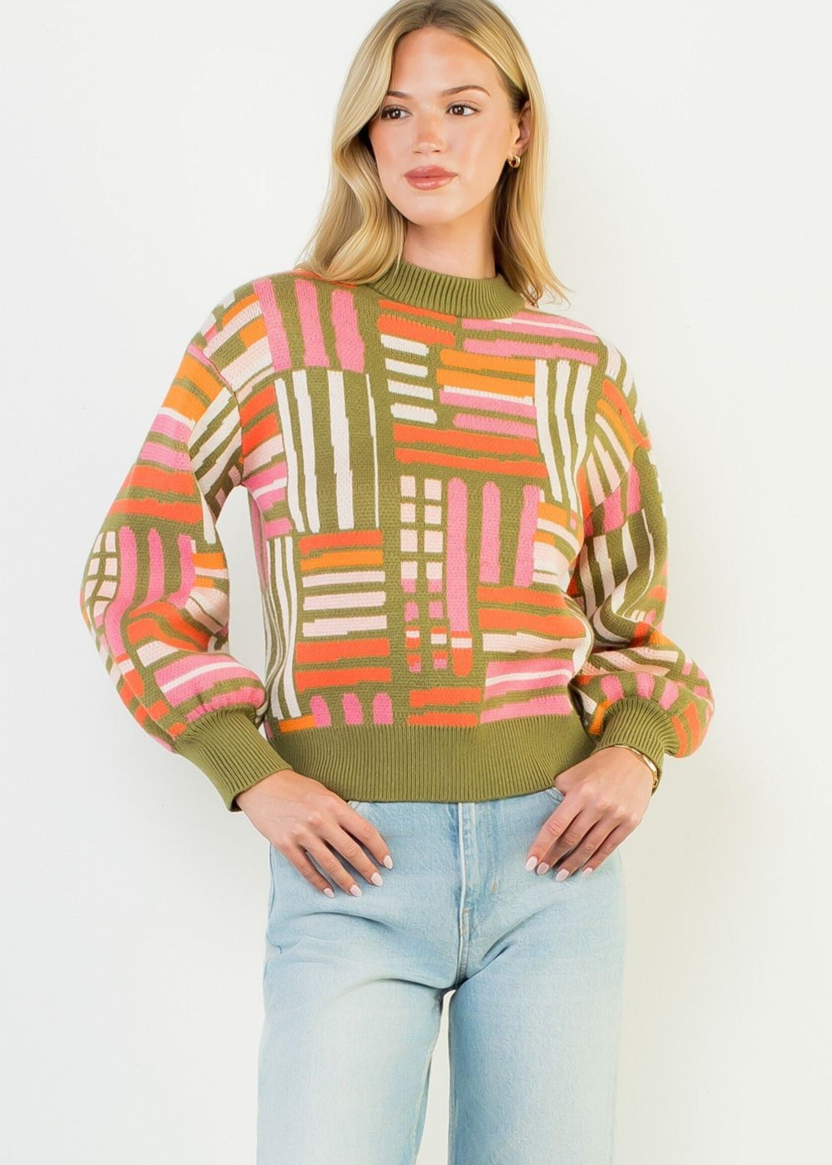 THML THML Stripe Jacquard Sweater