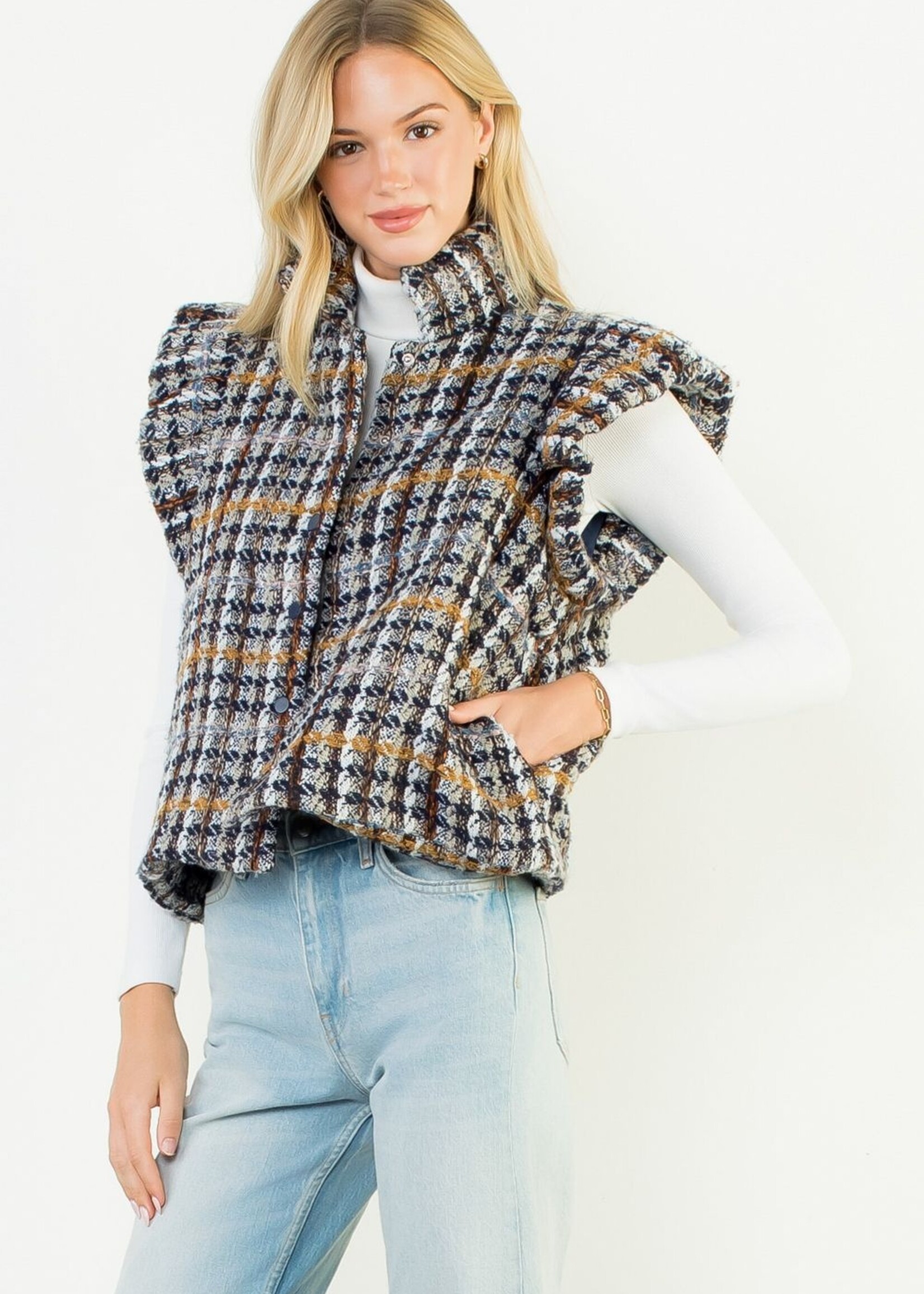 THML THML Plaid Tweed Vest