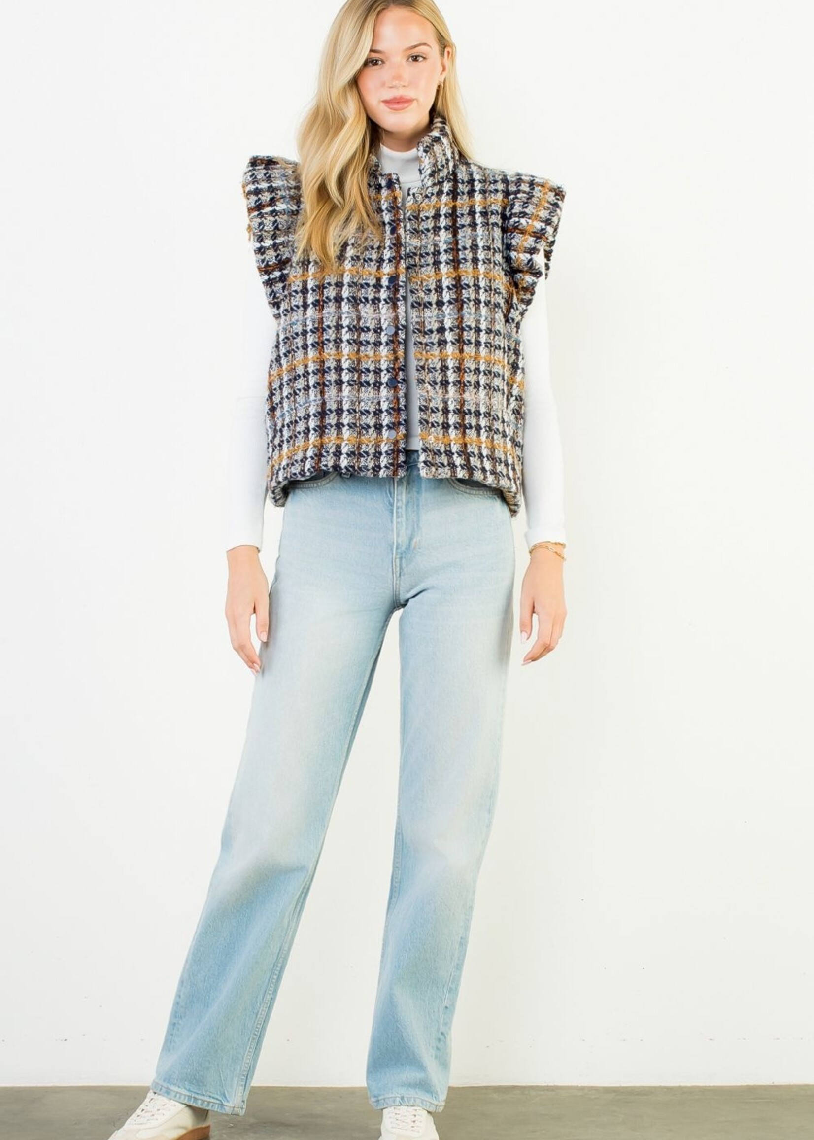 THML THML Plaid Tweed Vest