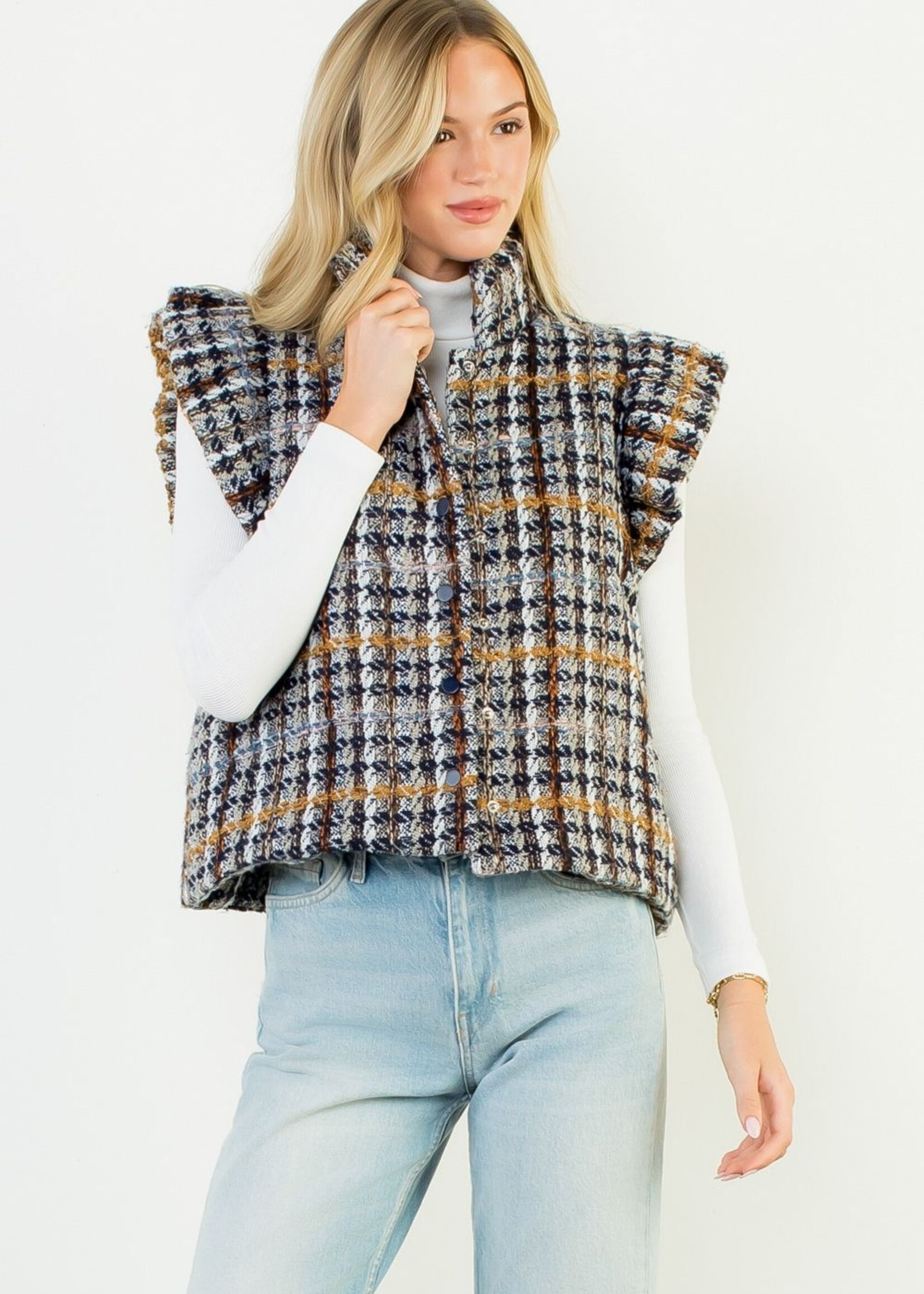 THML THML Plaid Tweed Vest